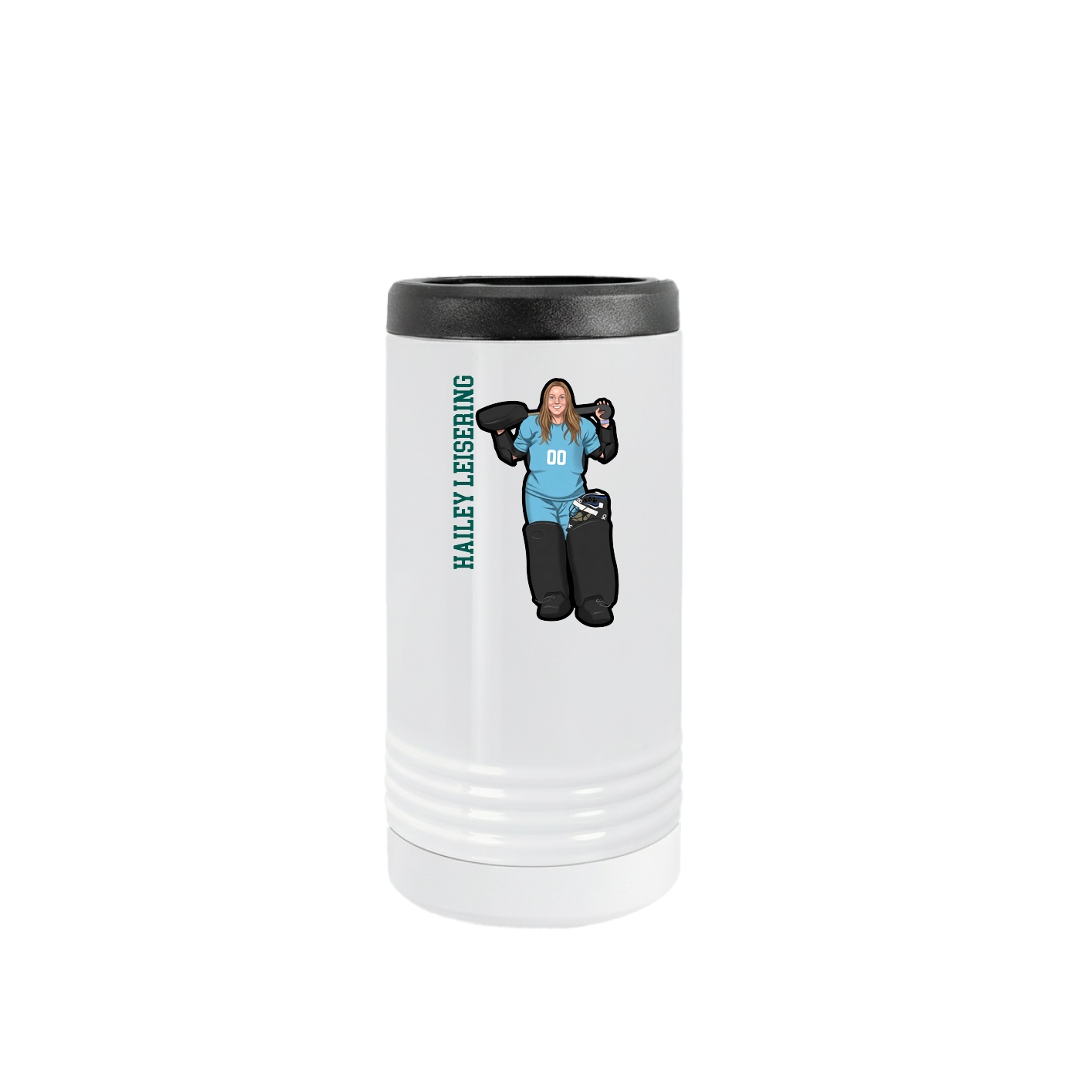 Slim Beverage Holder — Name Vertical in White