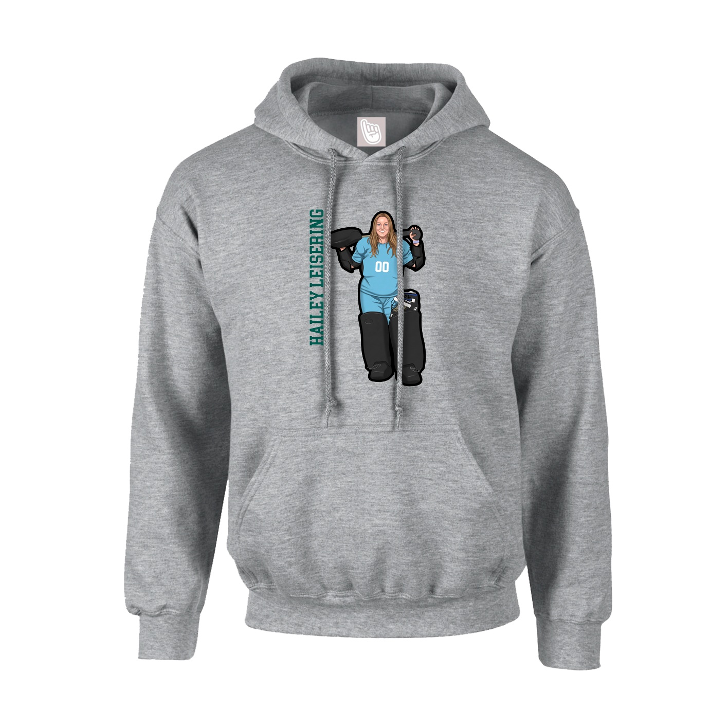 Hoodie — Name Vertical in Grey