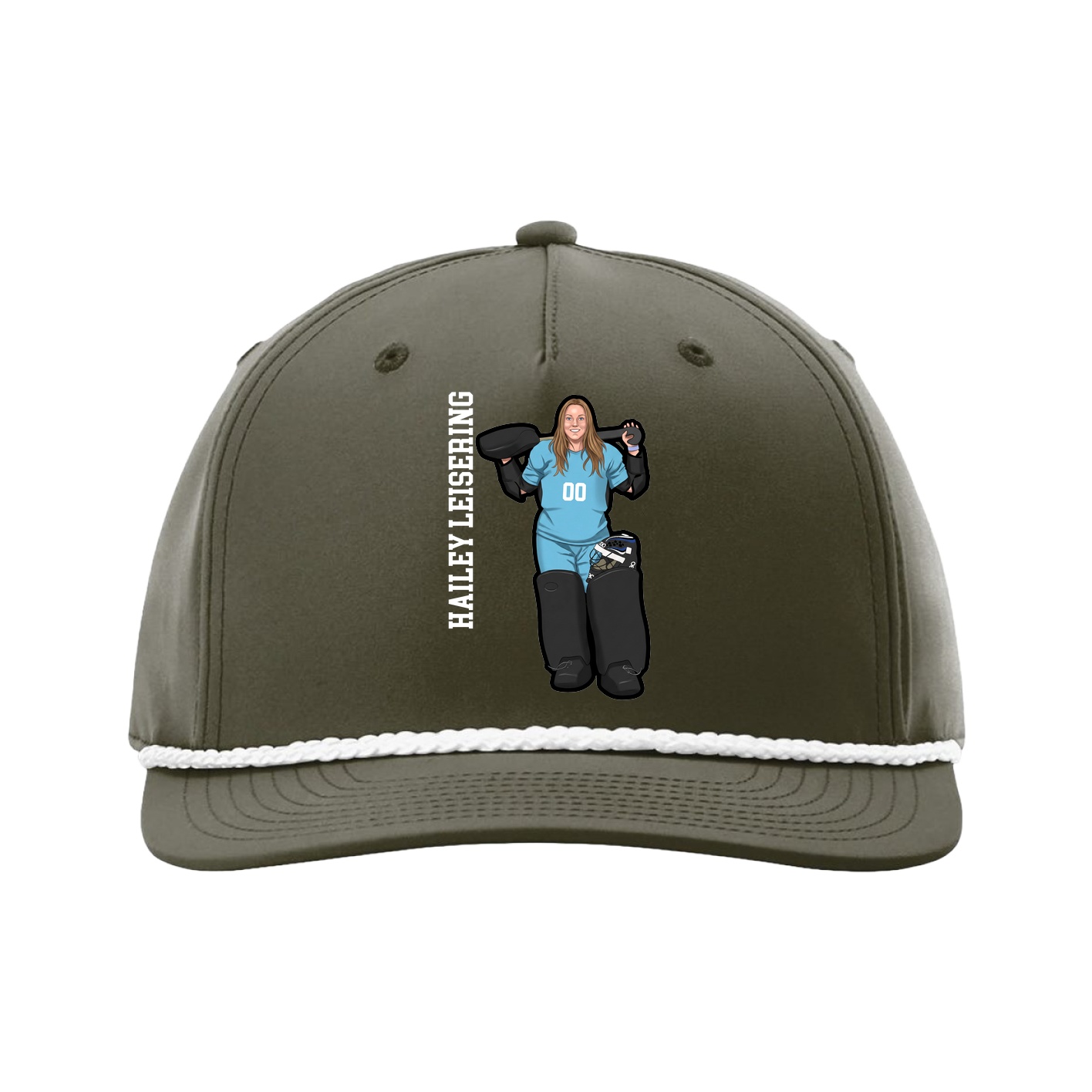 Five-Panel Classic Rope Cap — Name Vertical in Green