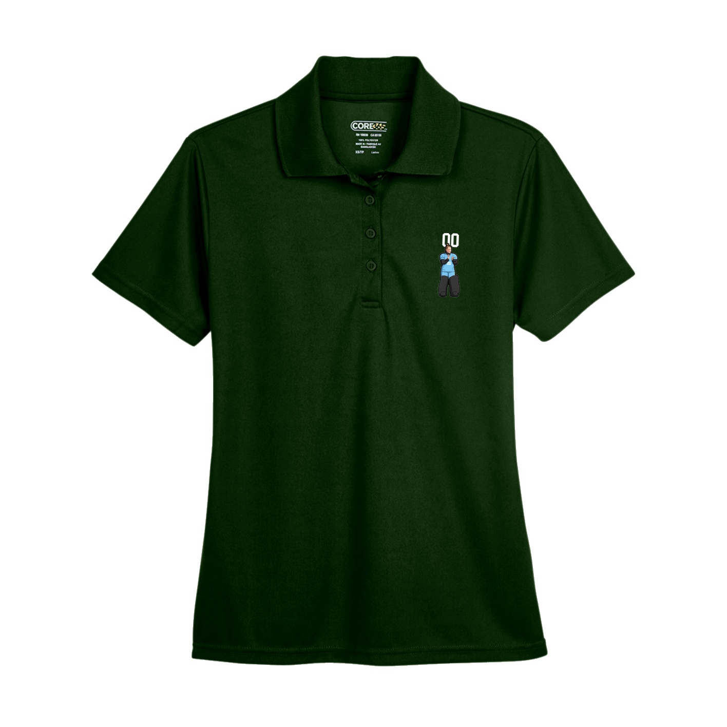 Womens Performance Polo — Number Top in Green