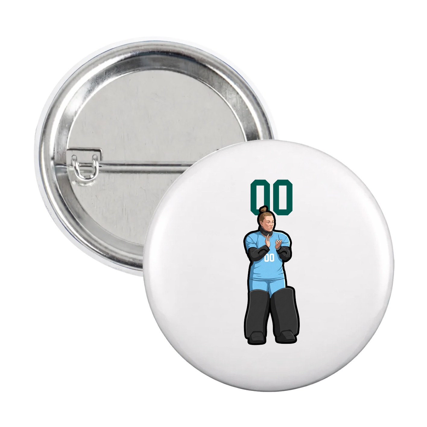 Game Day Button — Number Top in White