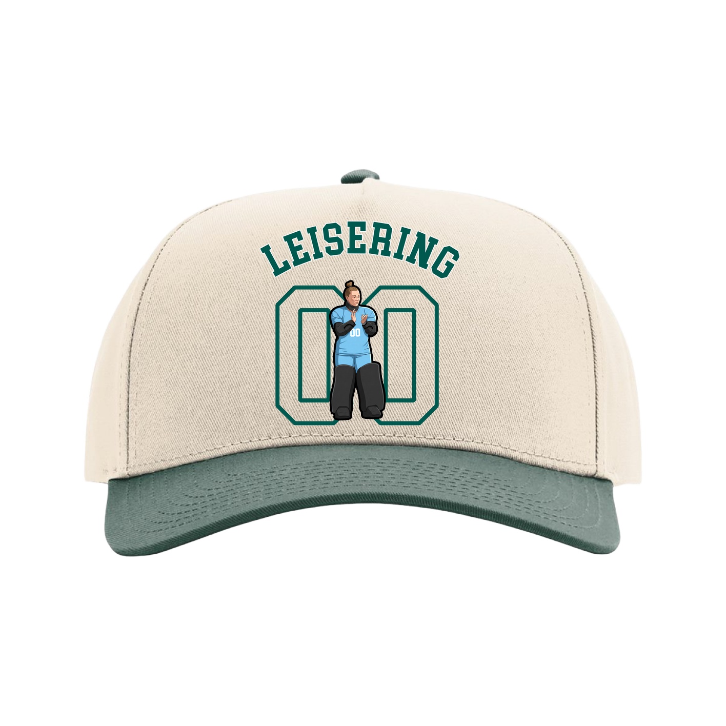 Full Fabric Five-Panel Champ Cap — Shirsey Arch in Cream/Green
