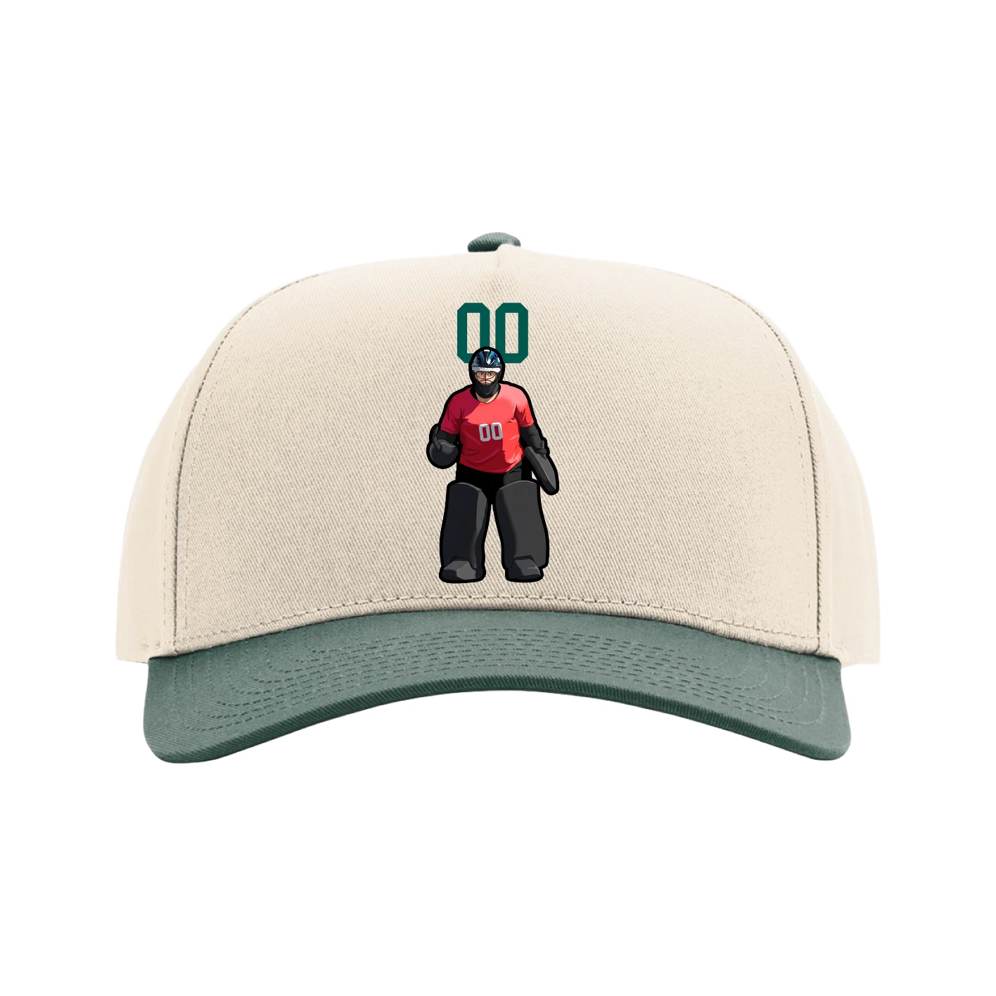 Full Fabric Five-Panel Champ Cap — Number Top in Cream/Green