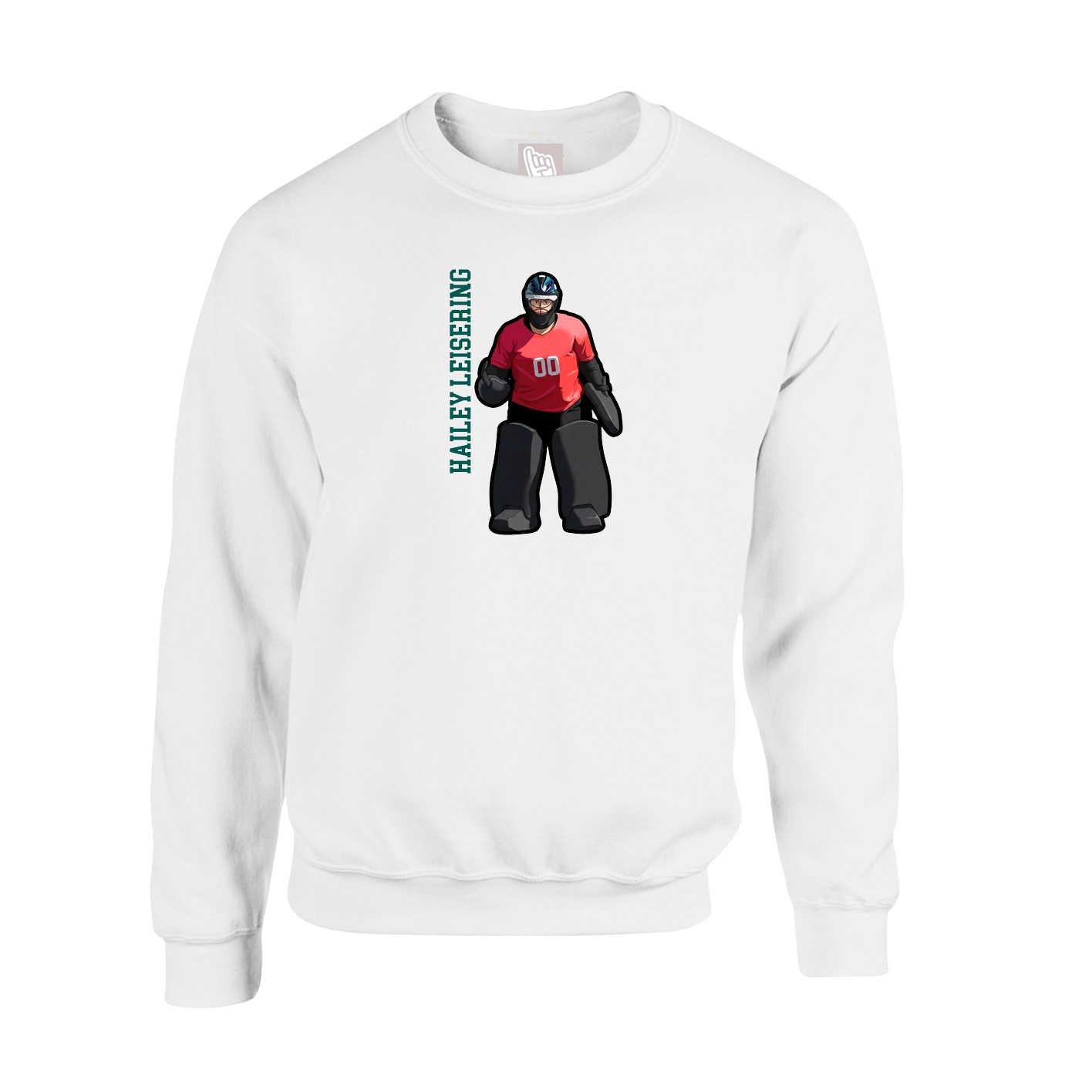 Fleece Crew — Name Vertical in White