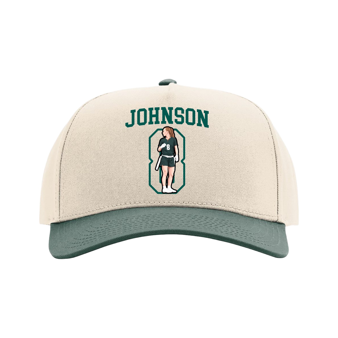 Full Fabric Five-Panel Champ Cap — Shirsey in Cream/Green