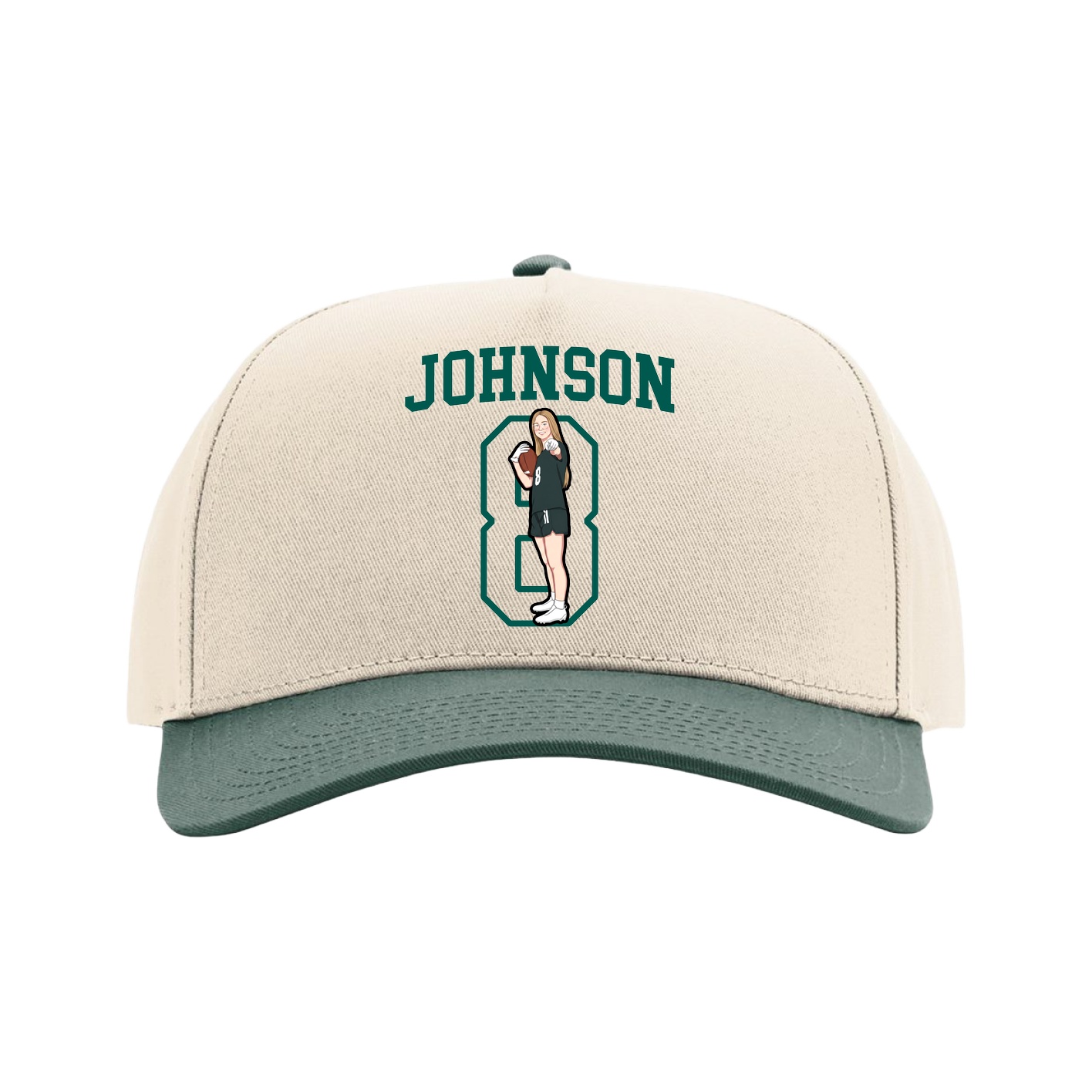 Full Fabric Five-Panel Champ Cap — Shirsey in Cream/Green