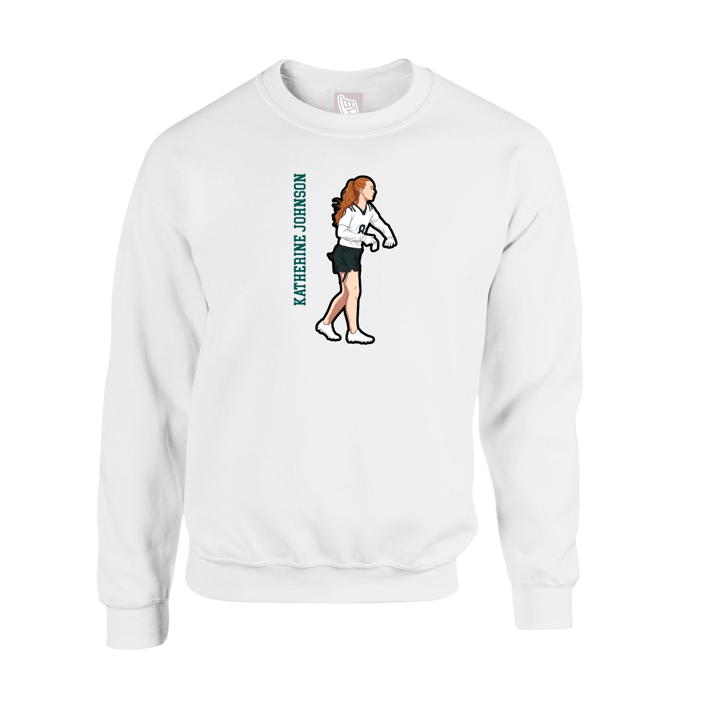 Fleece Crew — Name Vertical in White