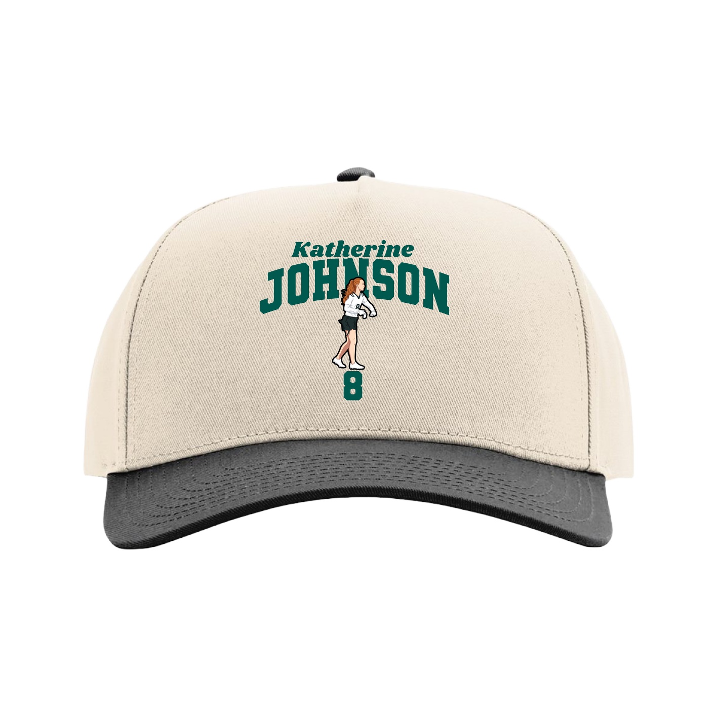 Full Fabric Five-Panel Champ Cap — Signature Arch in Cream/Black