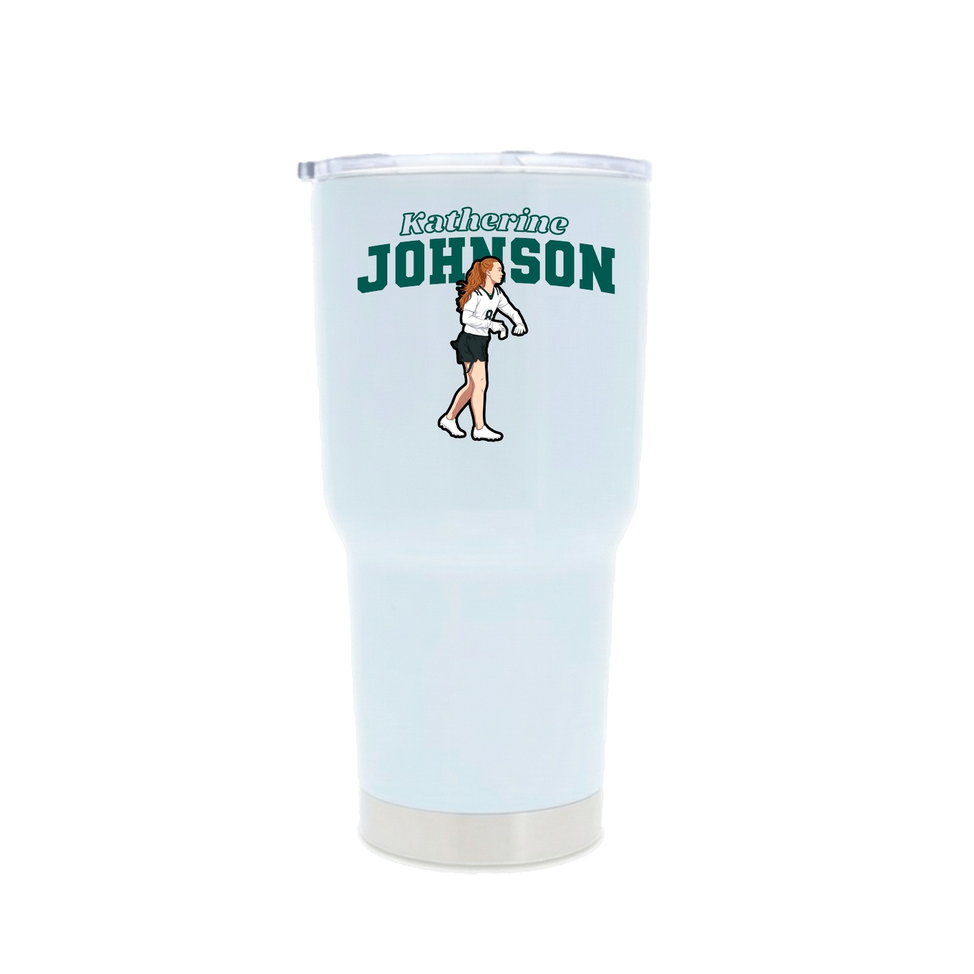30oz Stainless Steel Tumbler — Name Arch in White