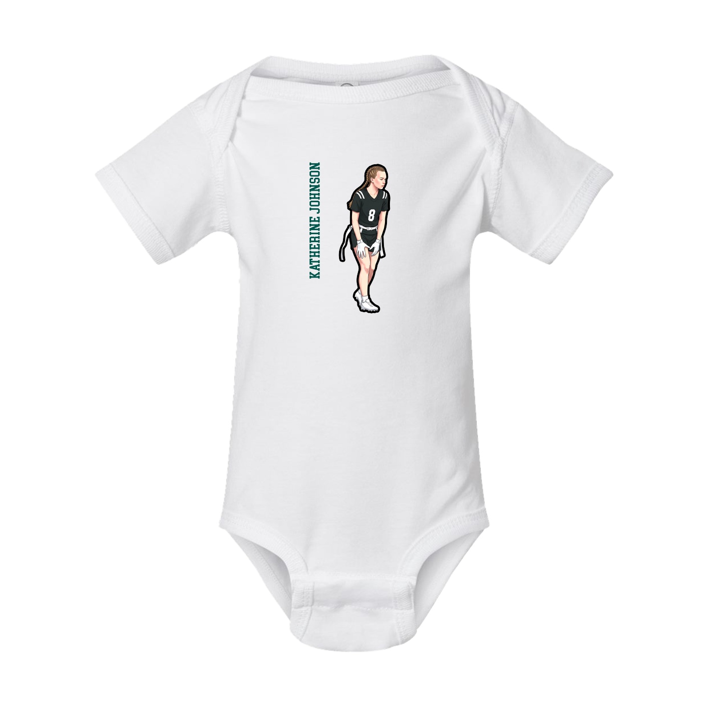 Baby Onesie — Name Vertical in White