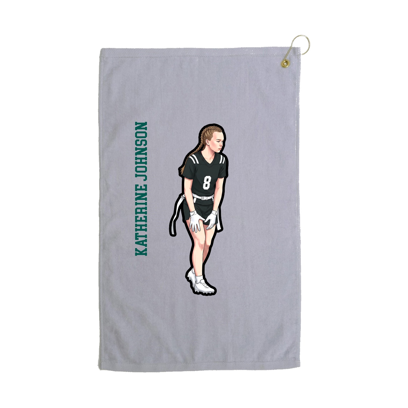 Golf Towel — Name Vertical in Grey
