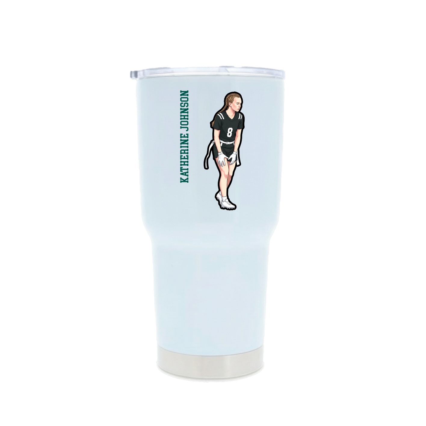 30oz Stainless Steel Tumbler — Name Vertical in White