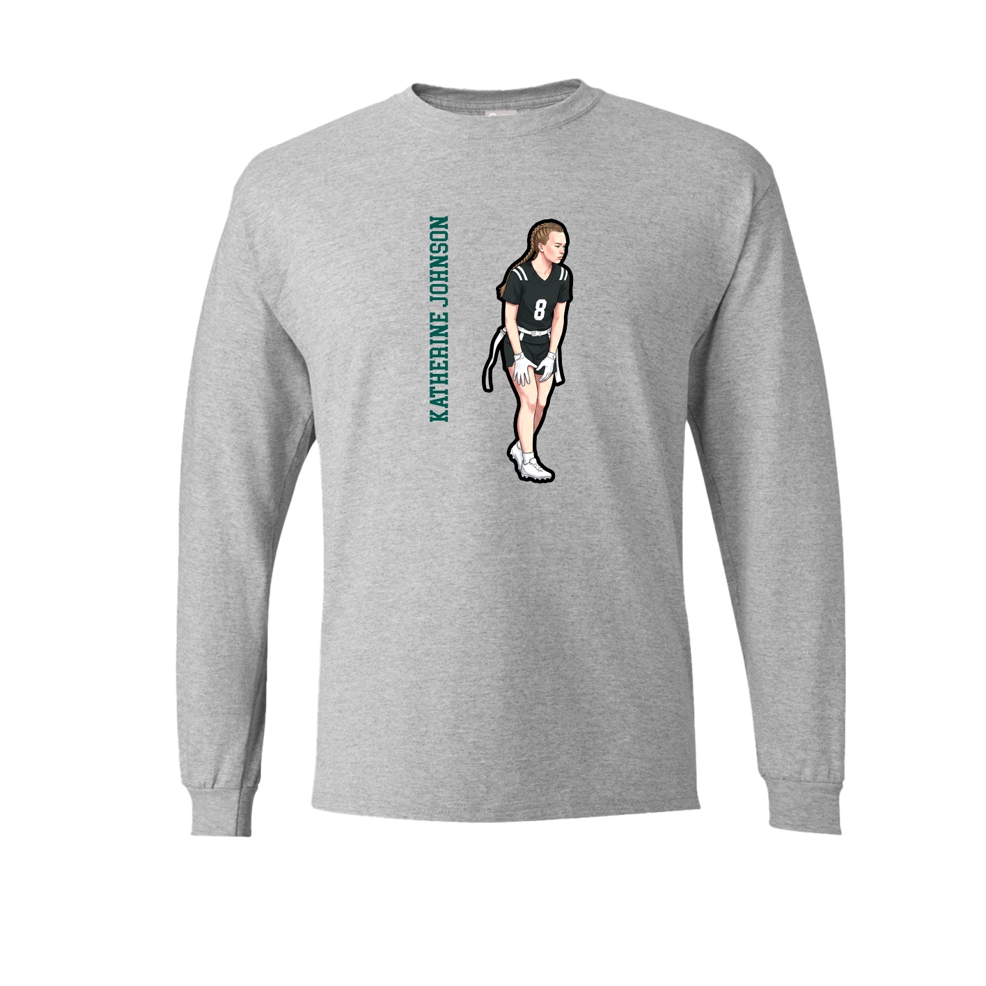 Long Sleeve Tee — Name Vertical in Grey