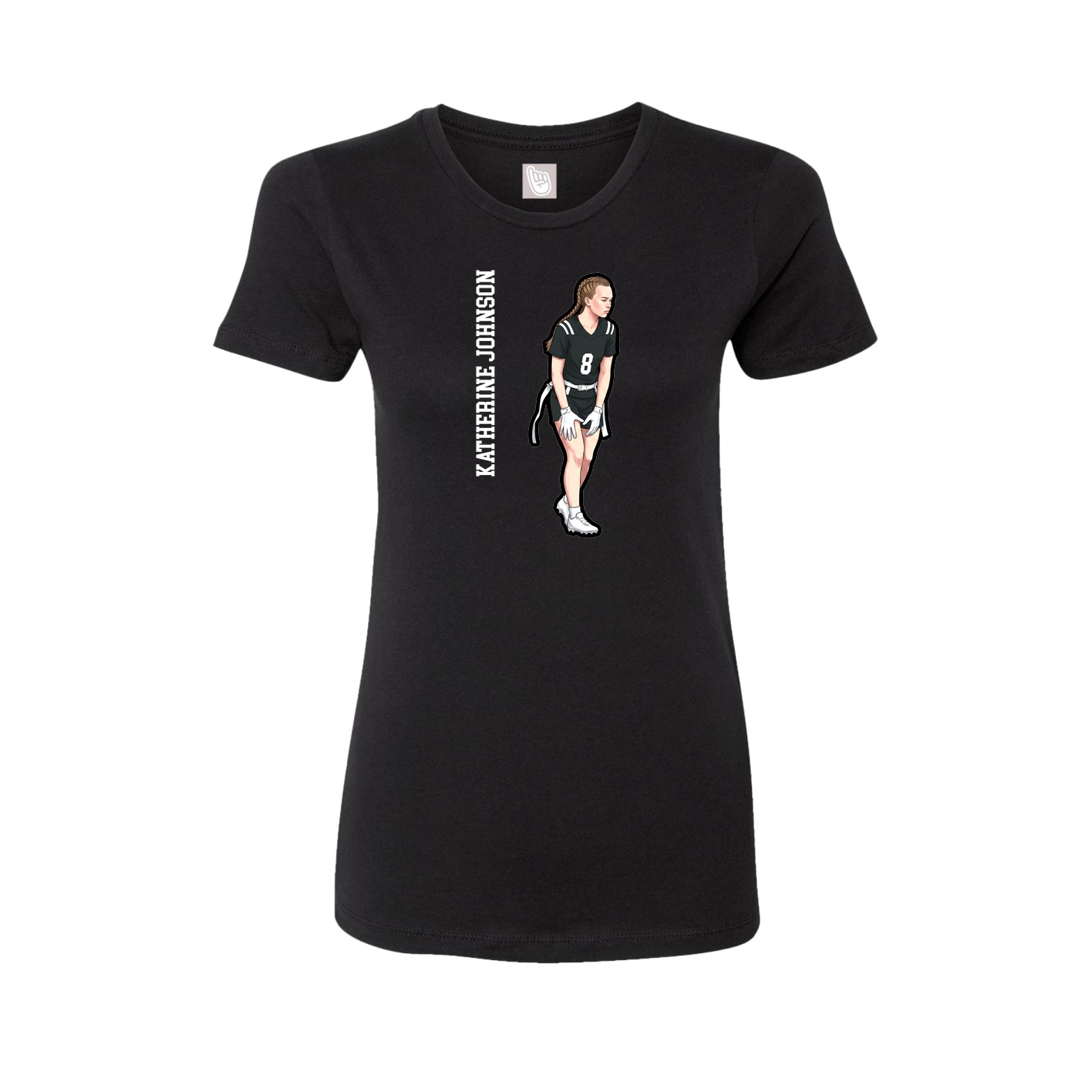 Womens Tee — Name Vertical in Black