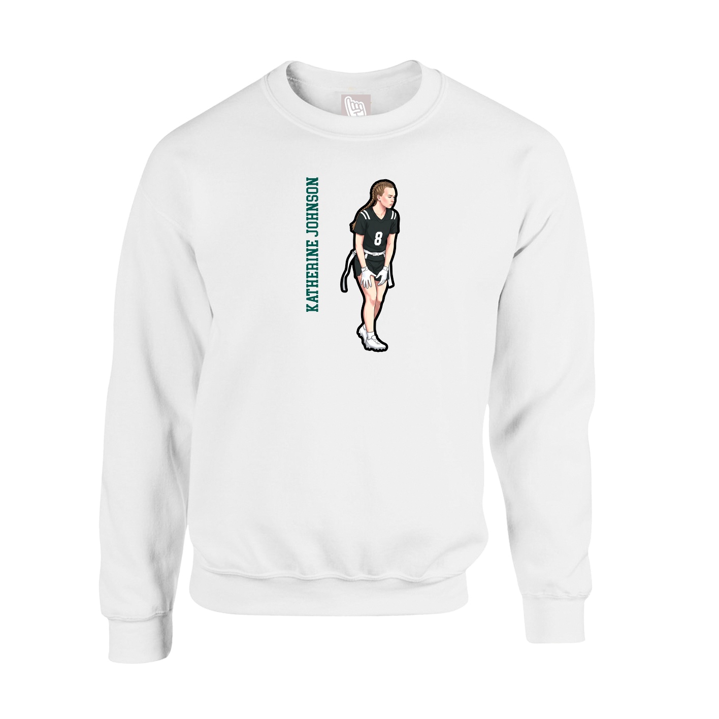 Fleece Crew — Name Vertical in White