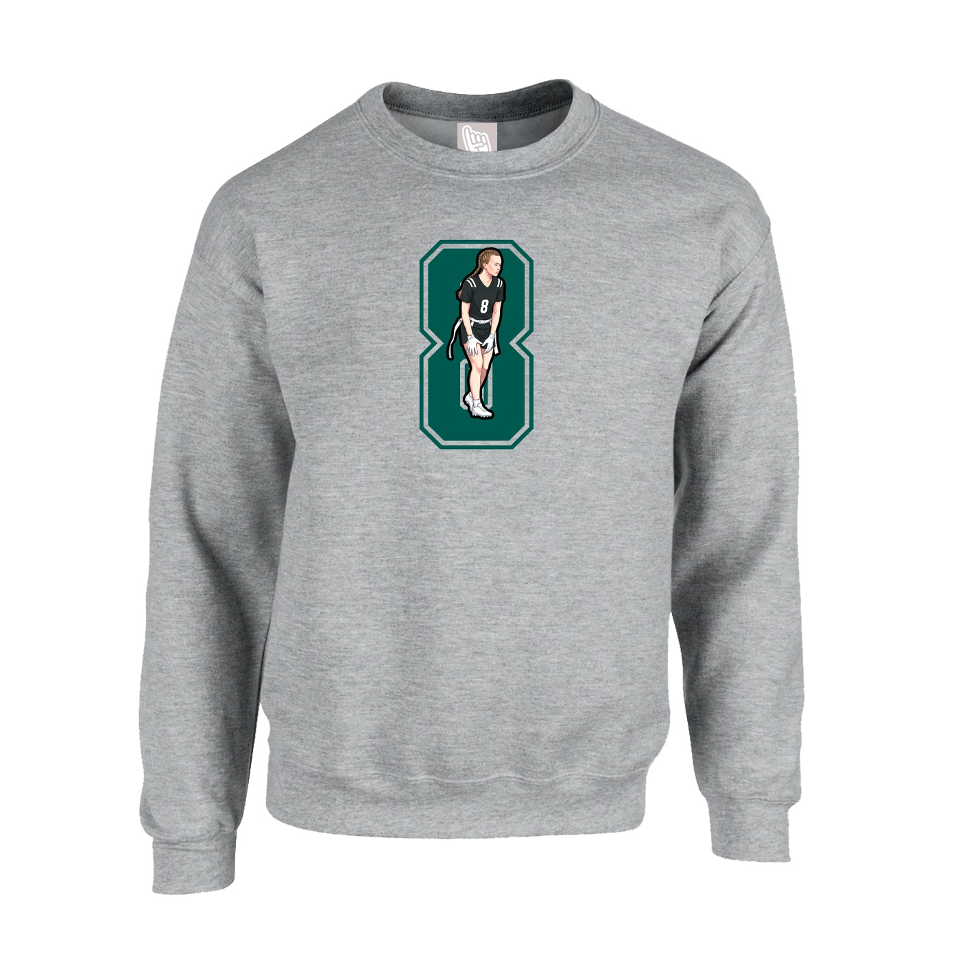 Fleece Crew — Number in Grey