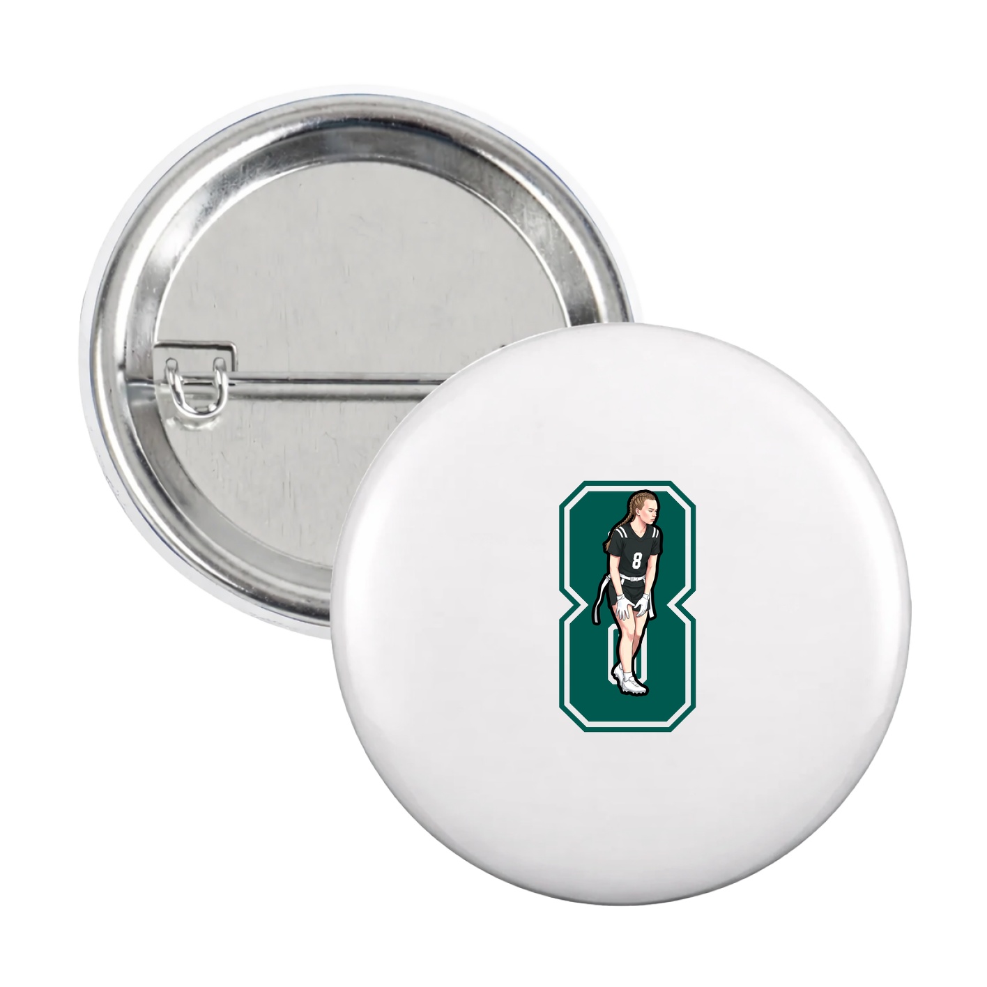 Game Day Button — Number in White
