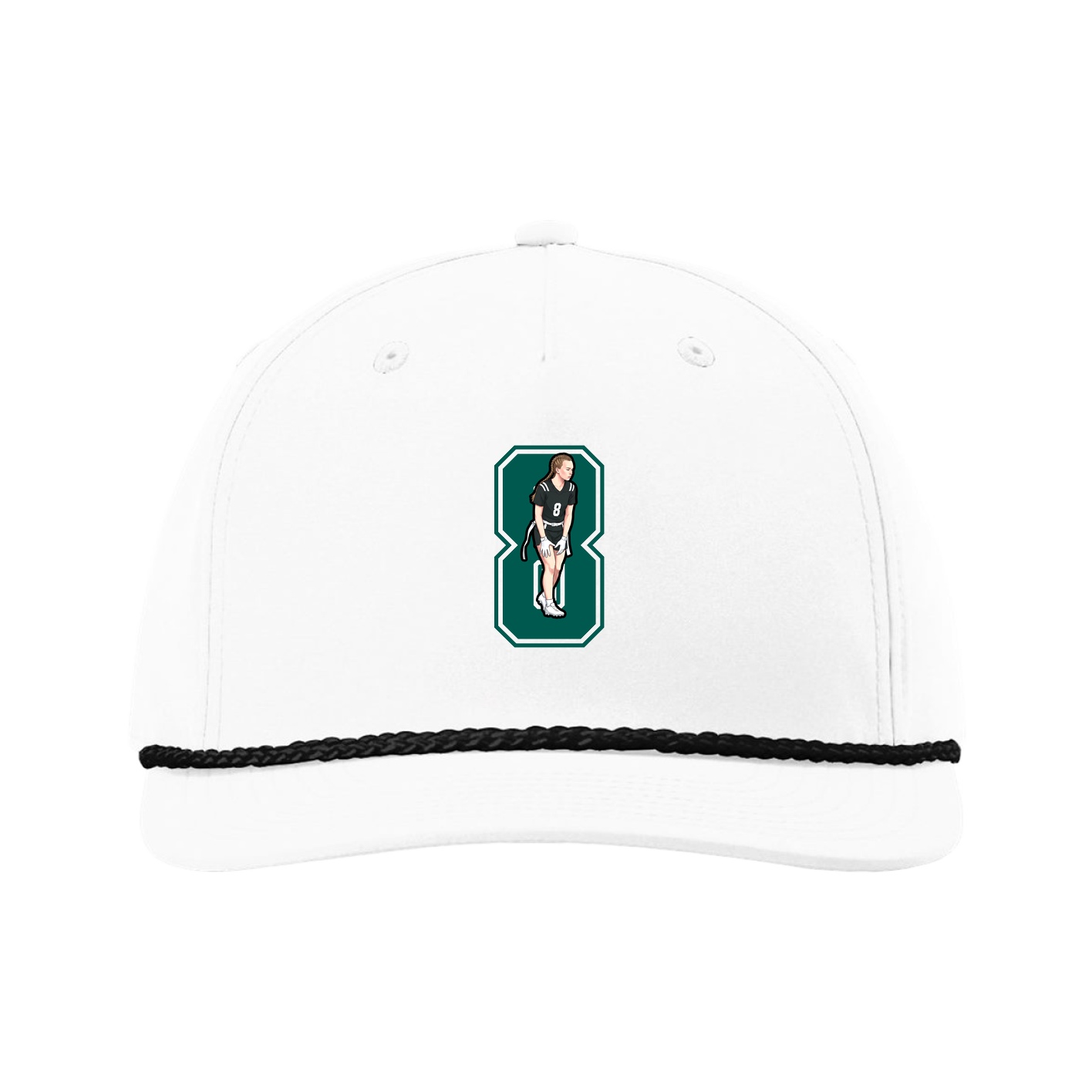 Five-Panel Classic Rope Cap — Number in White