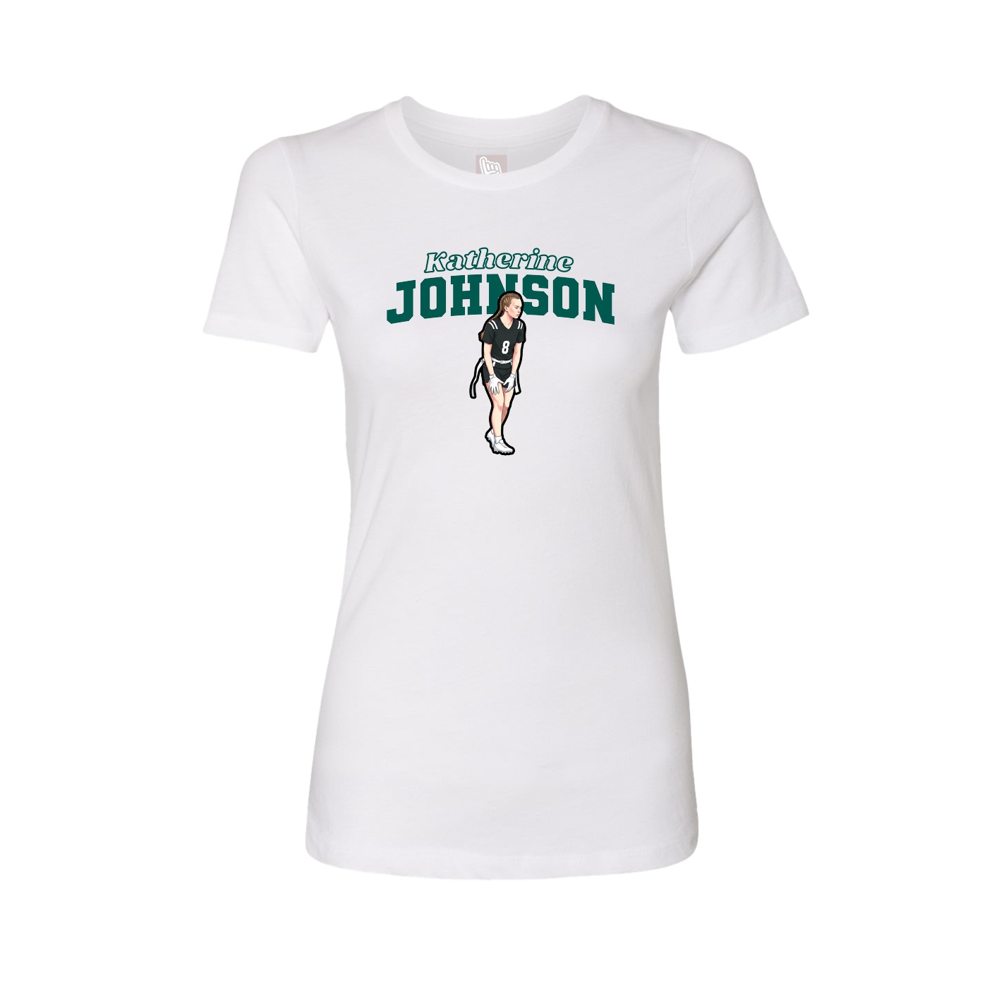 Womens Tee — Name Arch in White