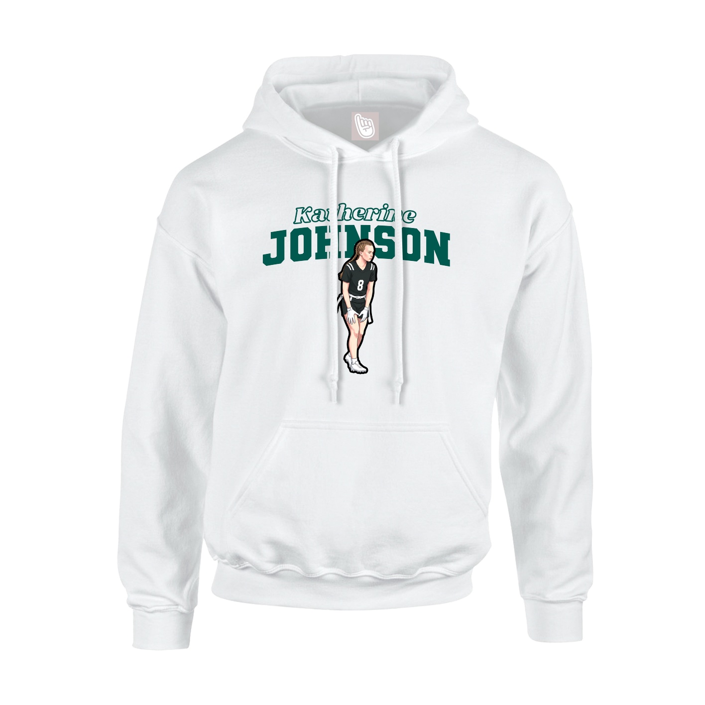 Youth Hoodie — Name Arch in White