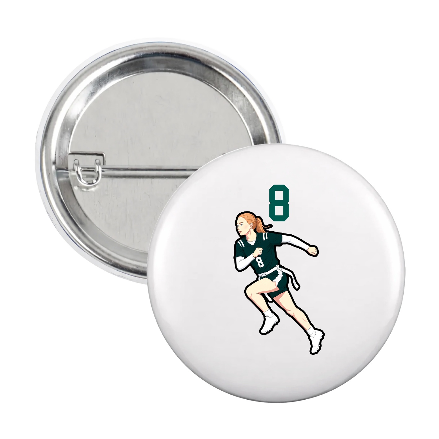 Game Day Button — Number Top in White