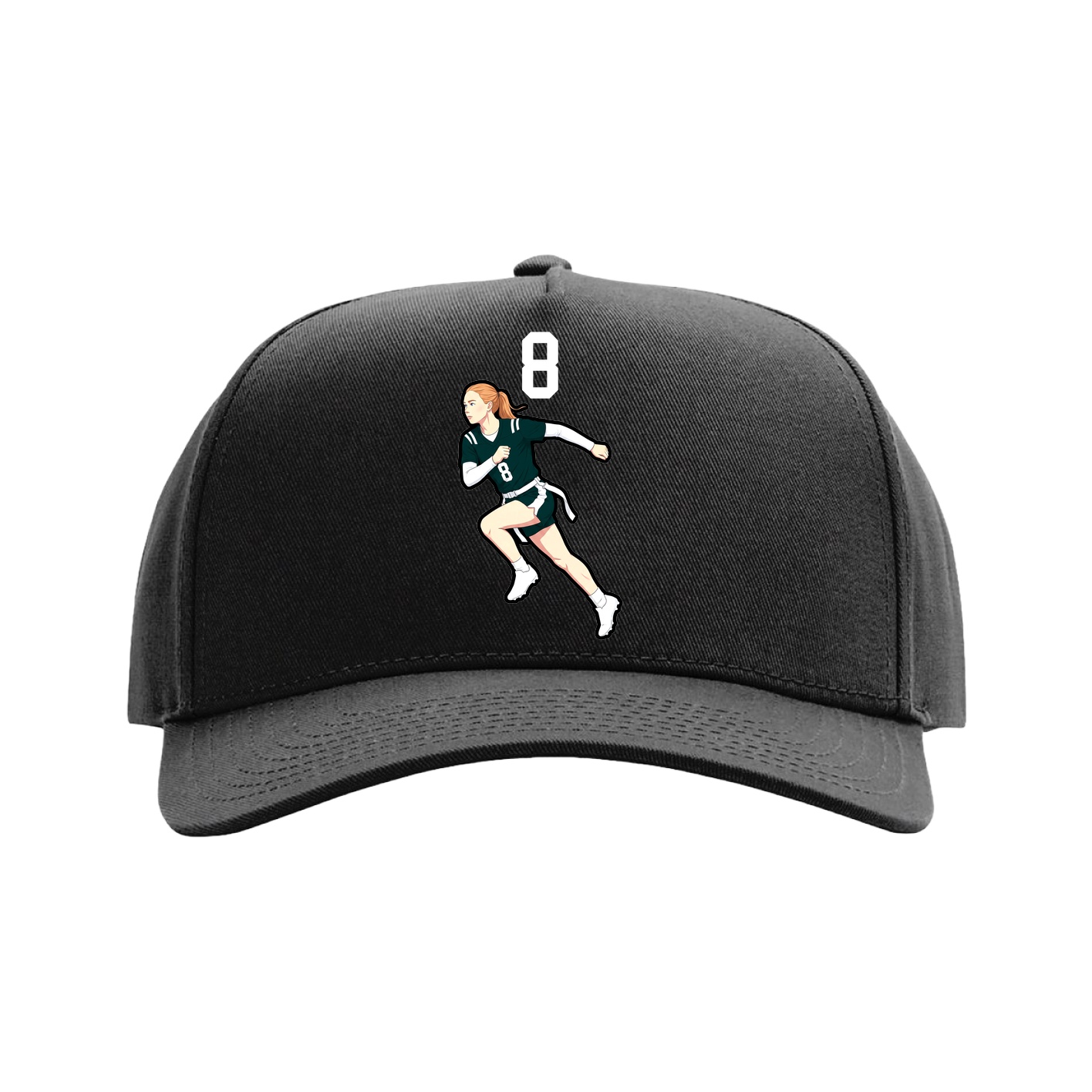 Full Fabric Five-Panel Champ Cap — Number Top in Black