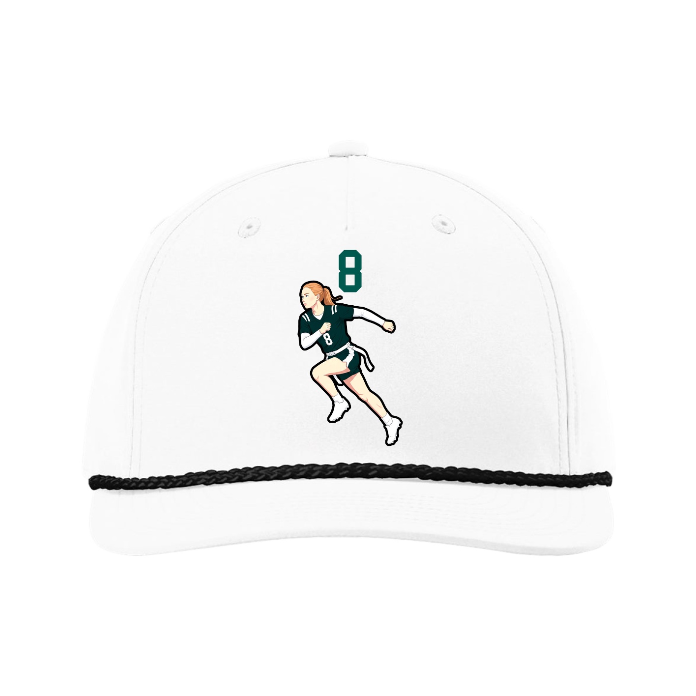 Five-Panel Classic Rope Cap — Number Top in White