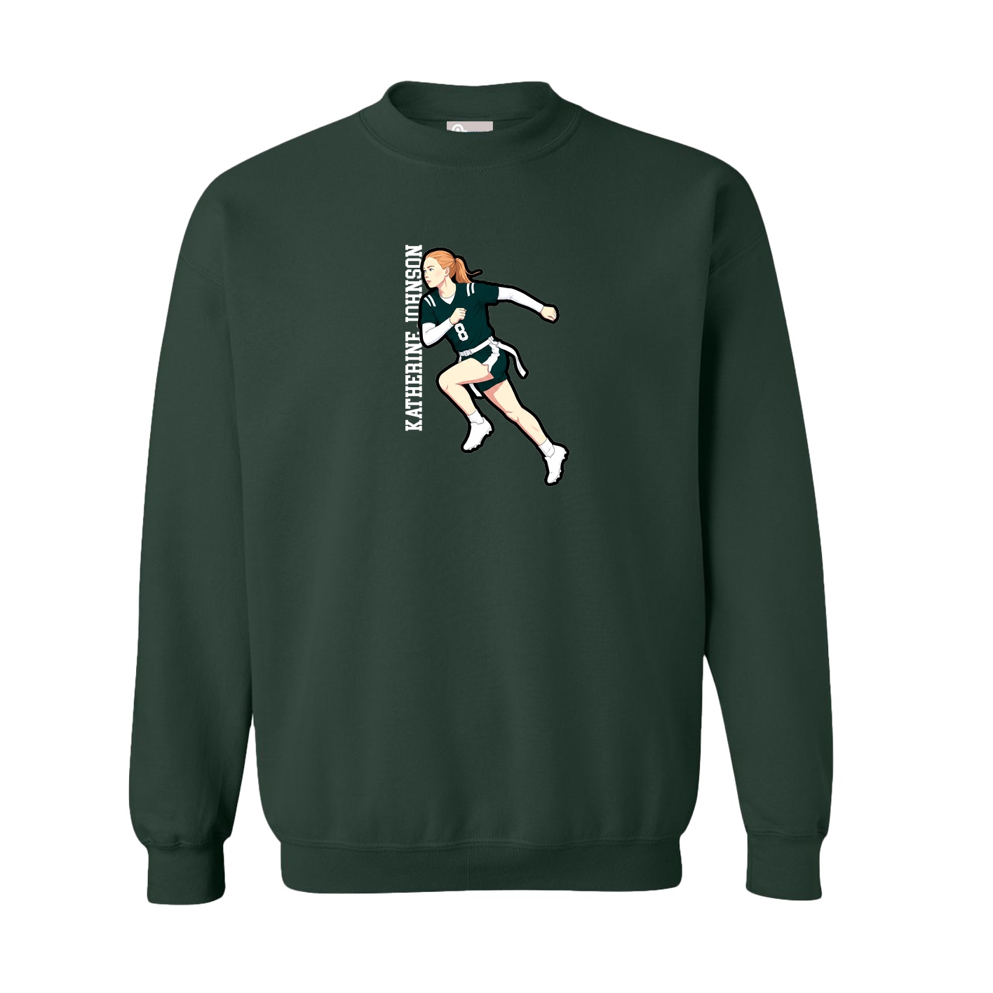 Fleece Crew — Name Vertical in Green