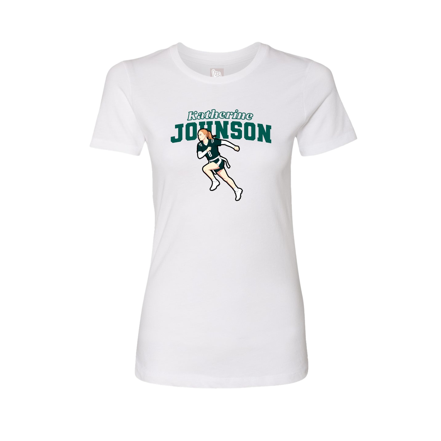 Womens Tee — Name Arch in White