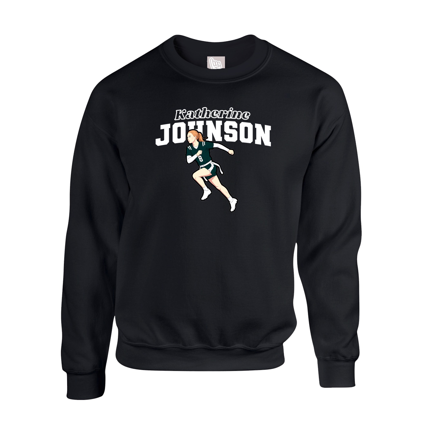Fleece Crew — Name Arch in Black