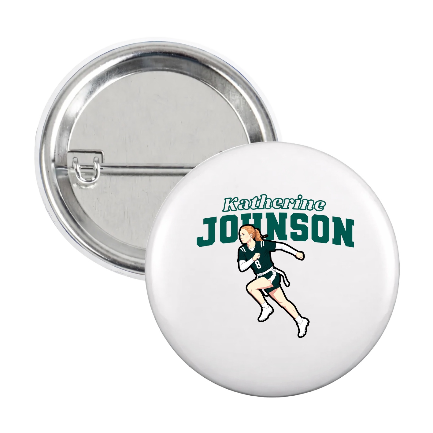 Game Day Button — Name Arch in White