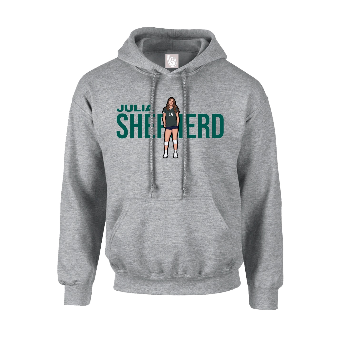 Hoodie — Player Name in Grey