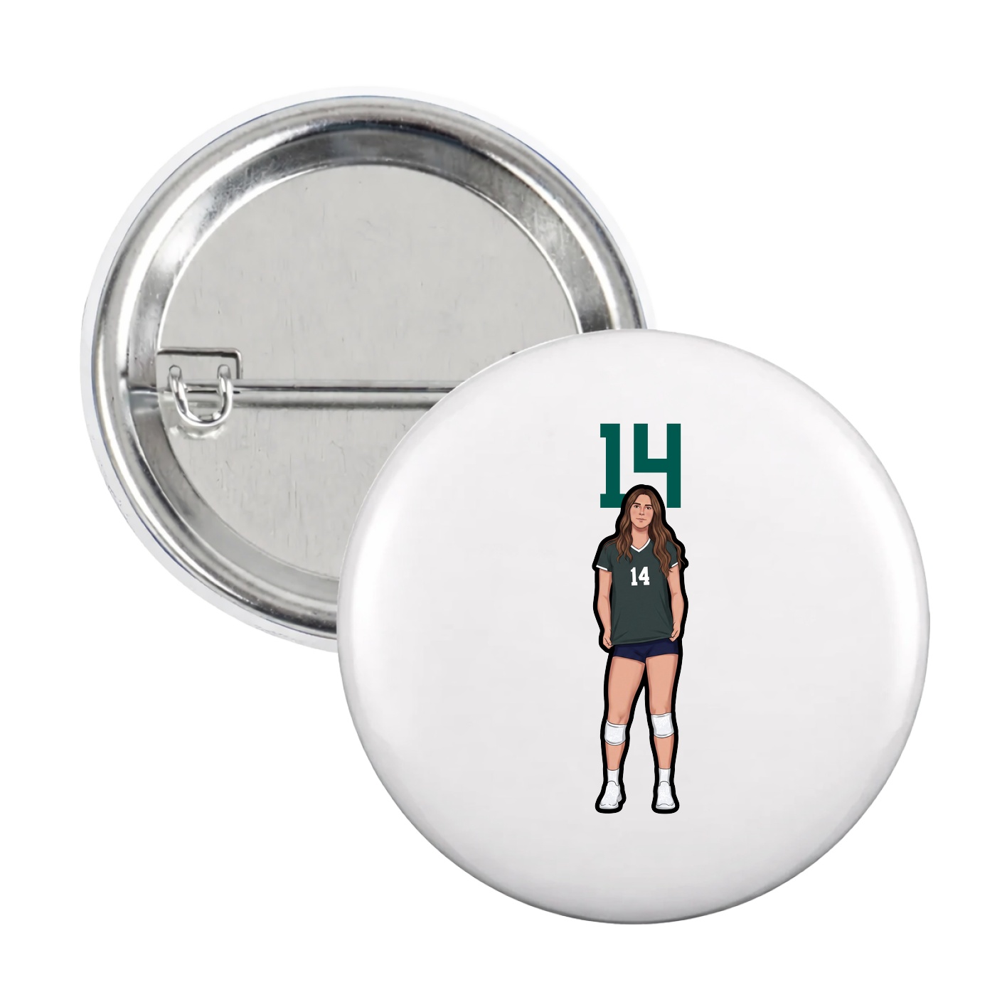 Game Day Button — Number Top in White