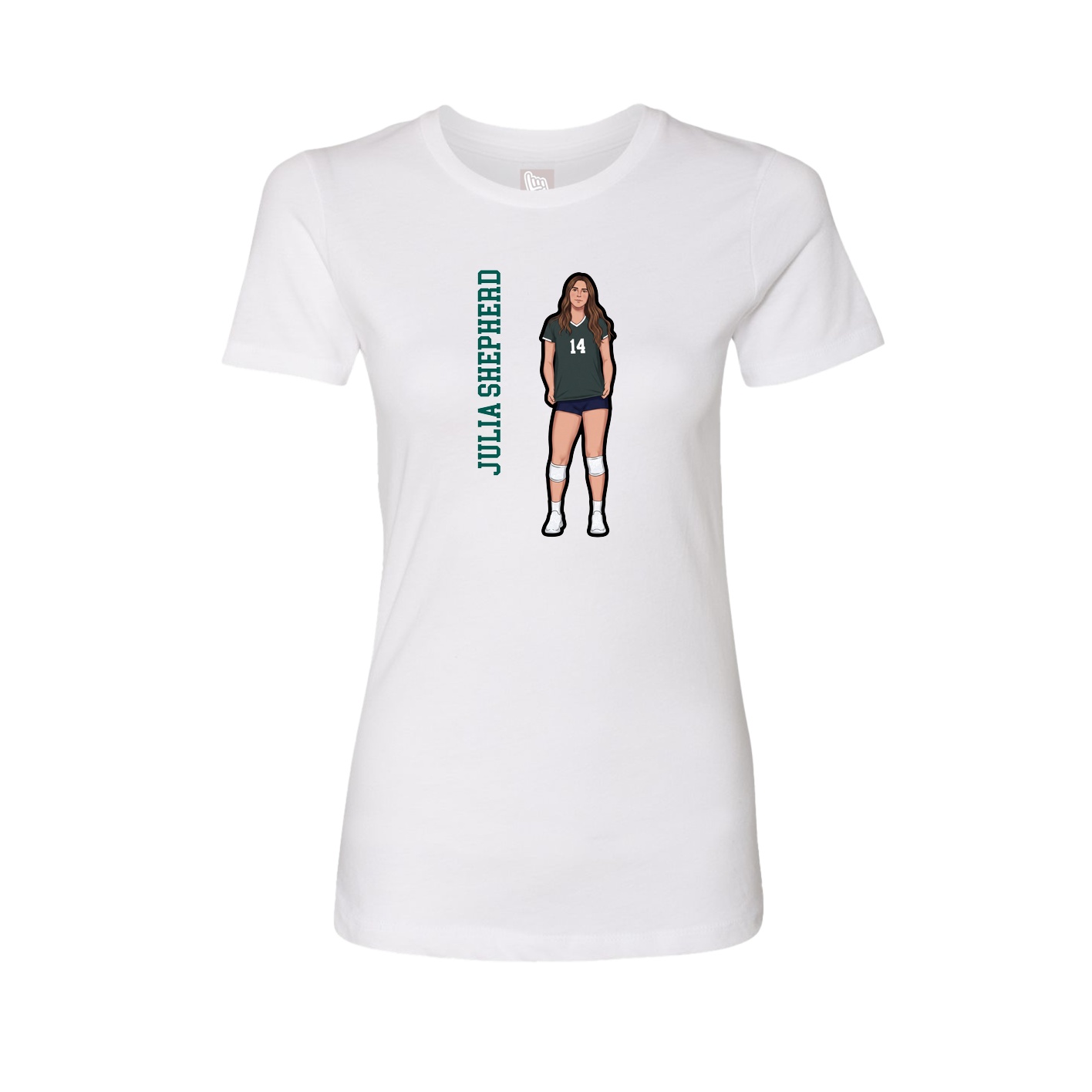 Fitted Women's Tee — Name Vertical in White