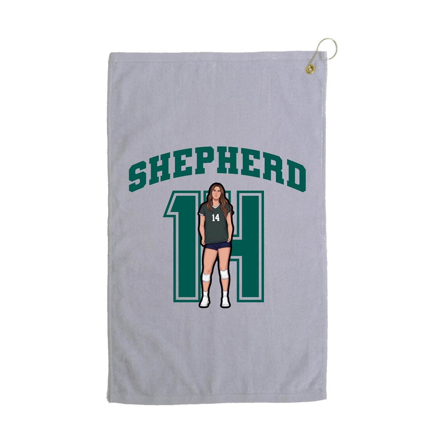 Golf Towel — Number in Grey