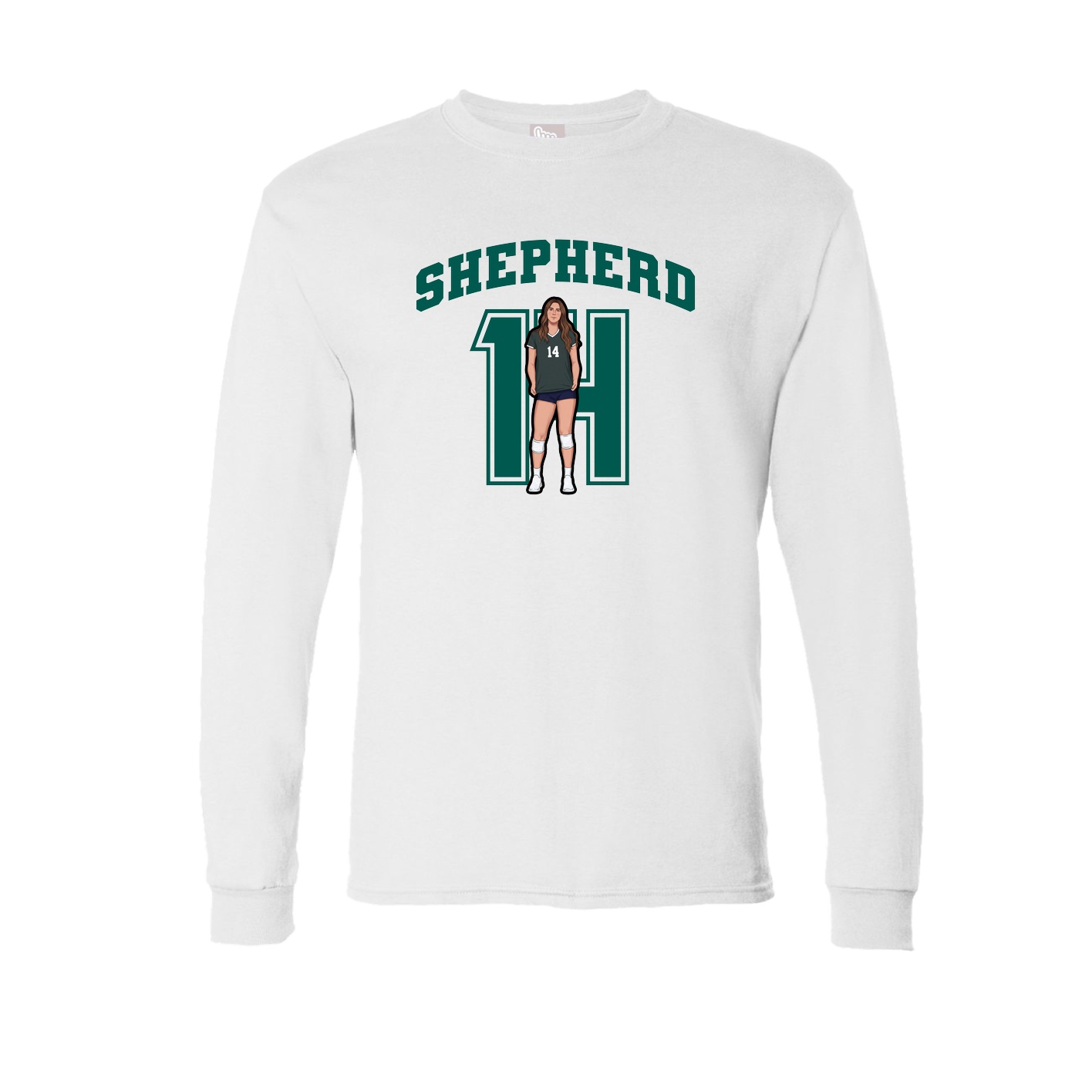 Long Sleeve Tee — Number in White