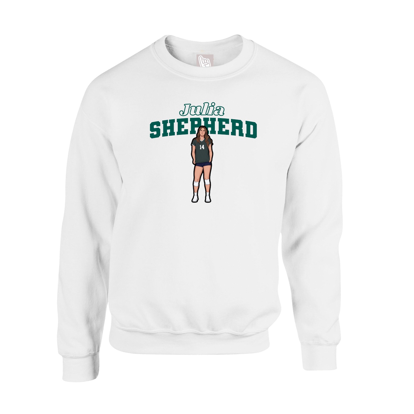 Fleece Crew — Name Arch in White