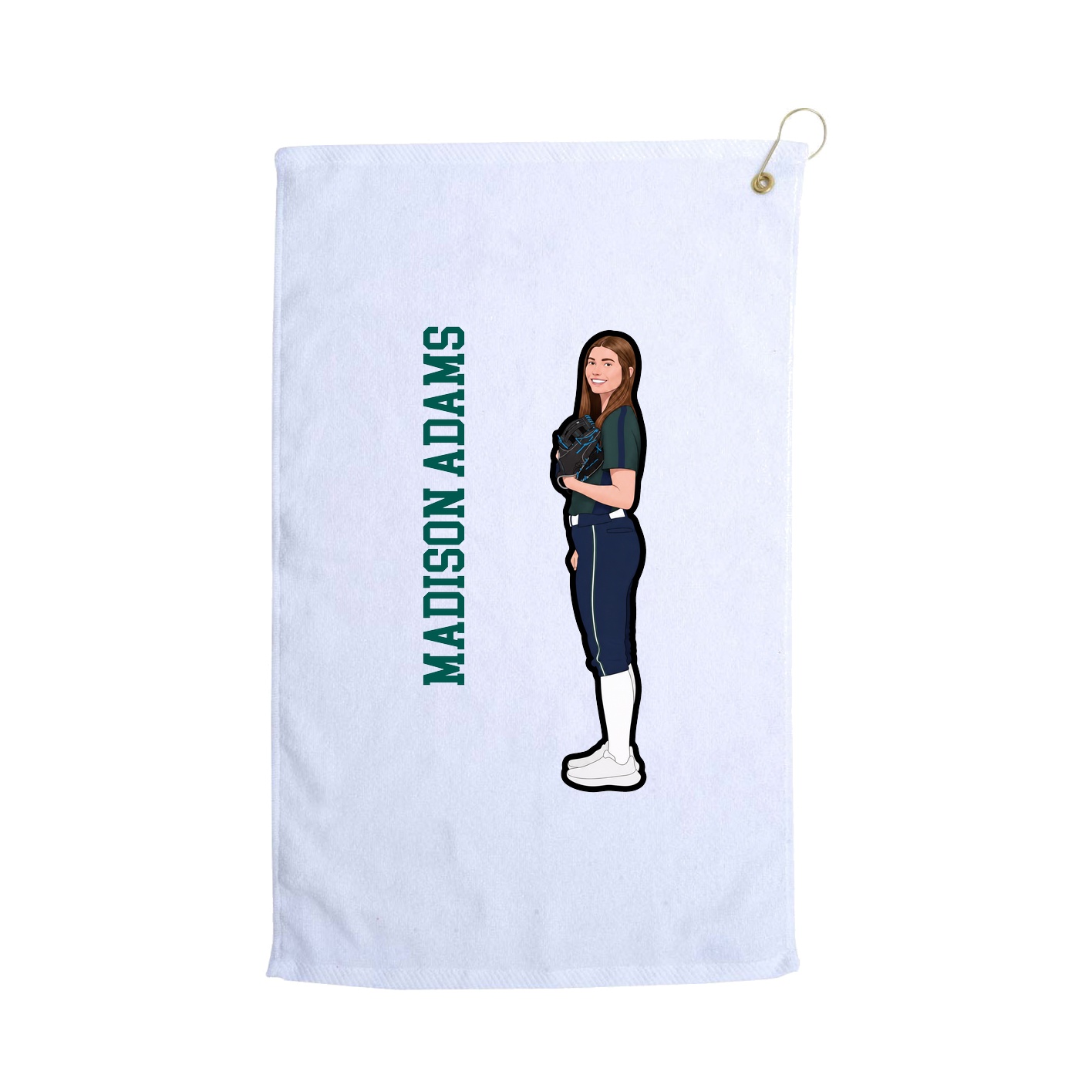 Golf Towel — Name Vertical in White