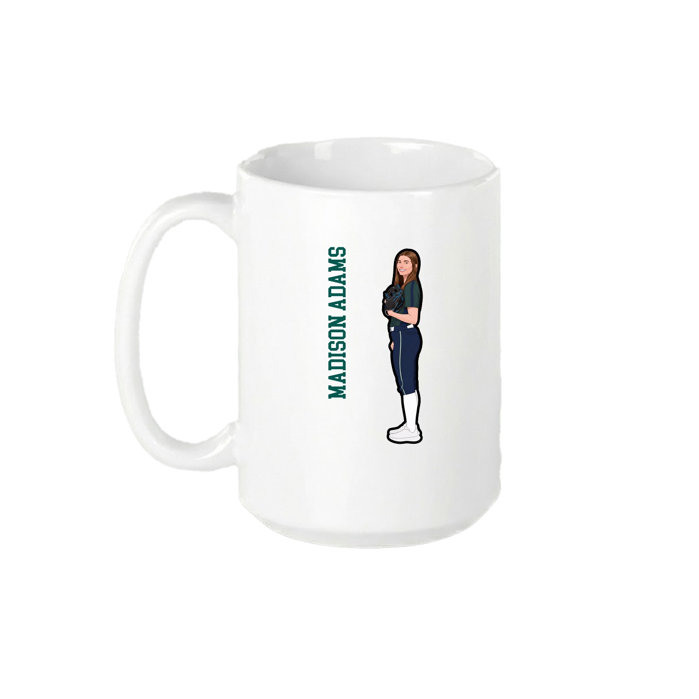 15oz Coffee Mug — Name Vertical in White
