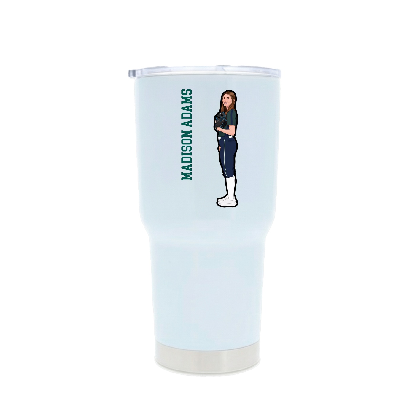 30oz Stainless Steel Tumbler — Name Vertical in White