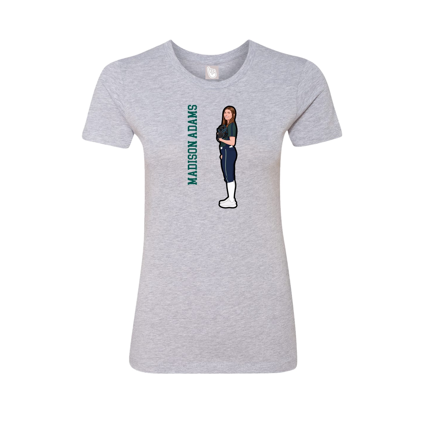 Fitted Women's Tee — Name Vertical in Grey