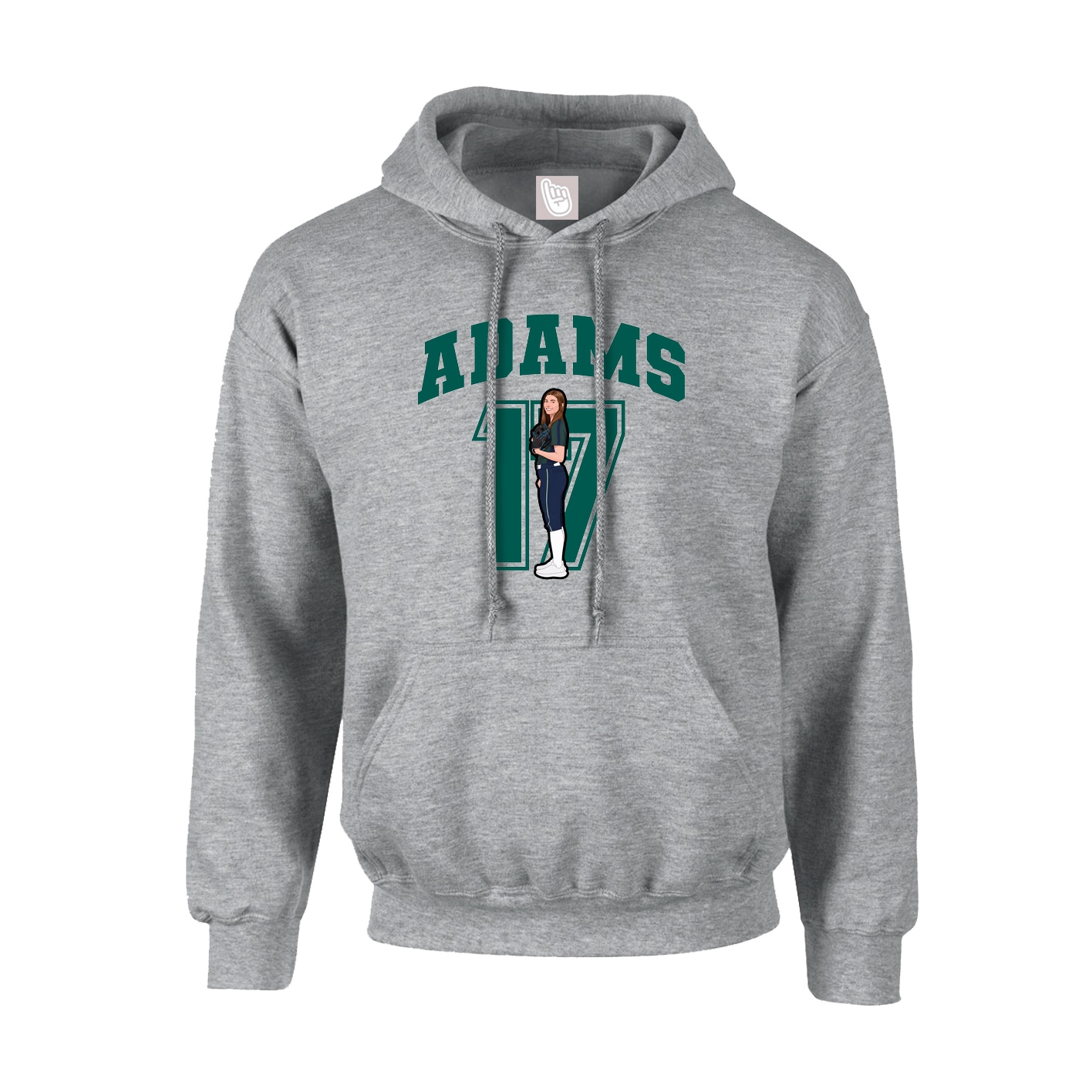 Youth Hoodie — Number in Grey