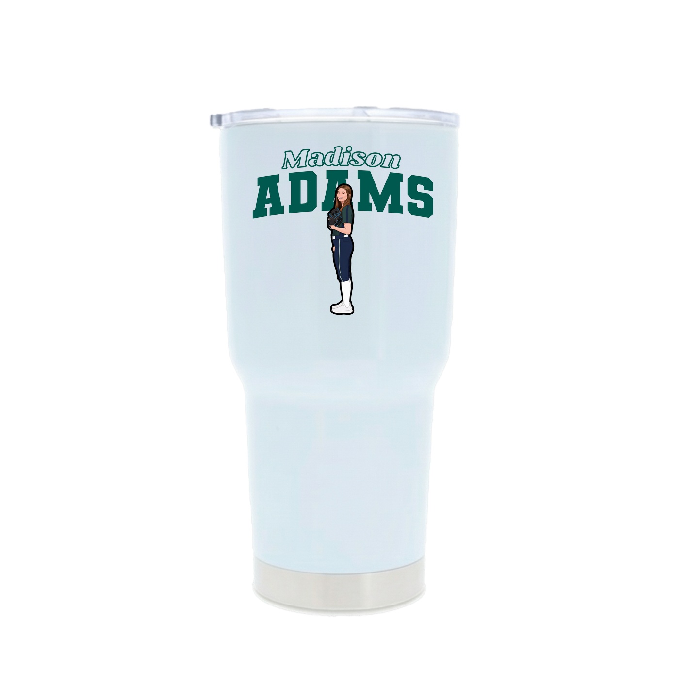 30oz Stainless Steel Tumbler — Name Arch in White