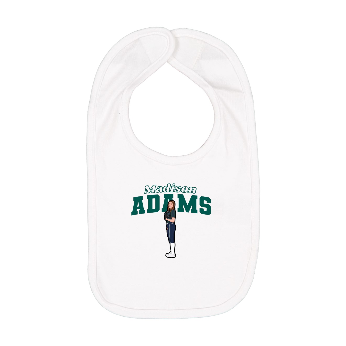 Infant Bib — Name Arch in White