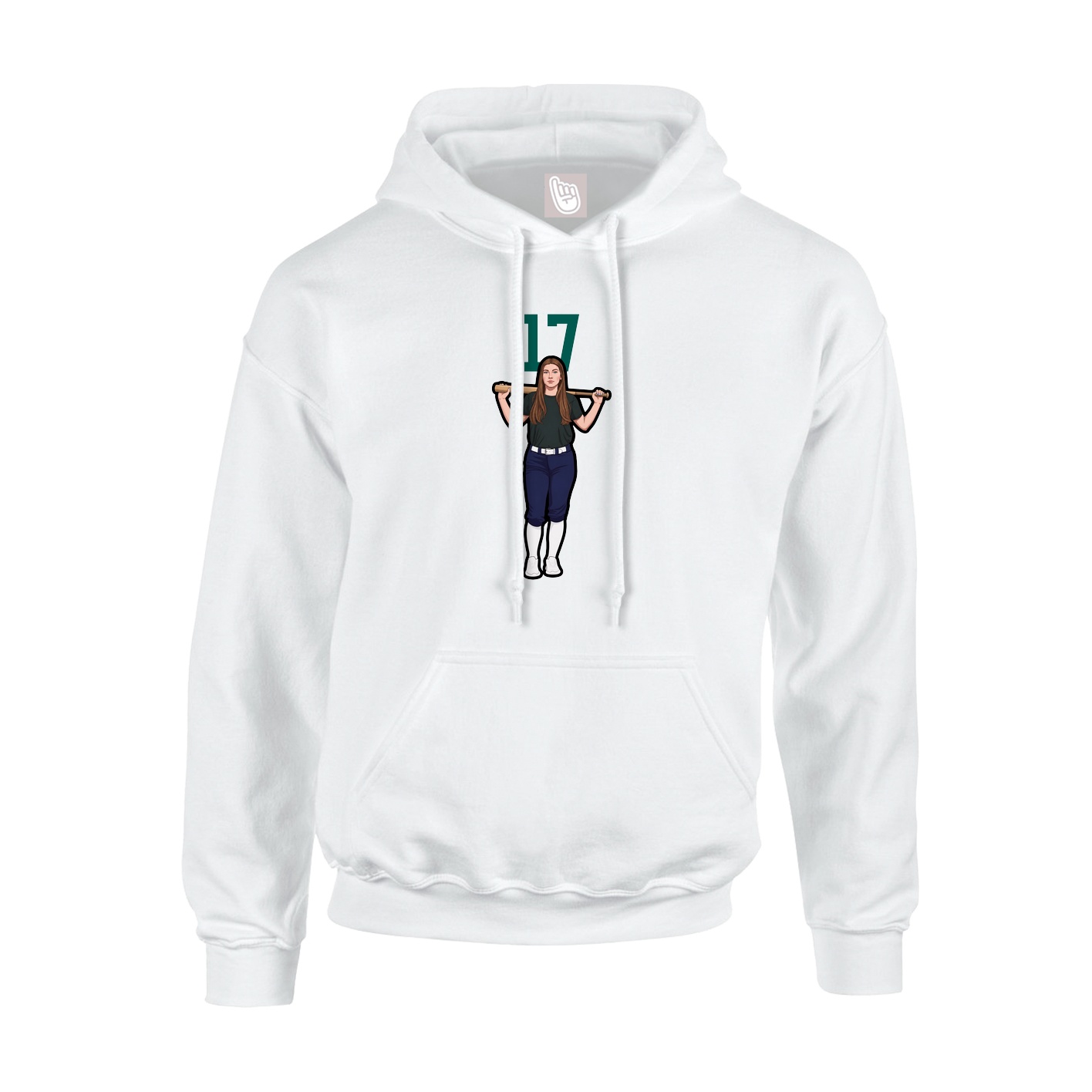 Youth Hoodie — Number Top in White