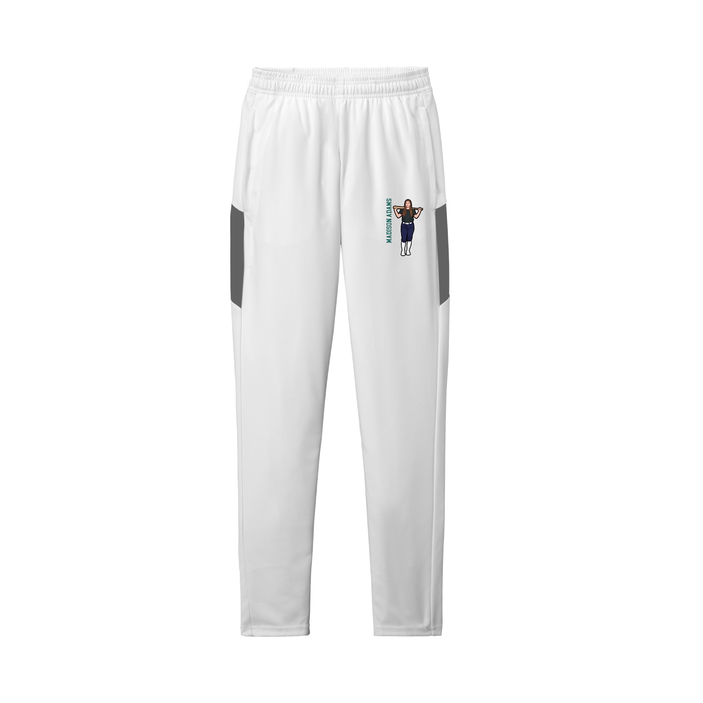 Team Travel Pant — Name Vertical in White/Grey