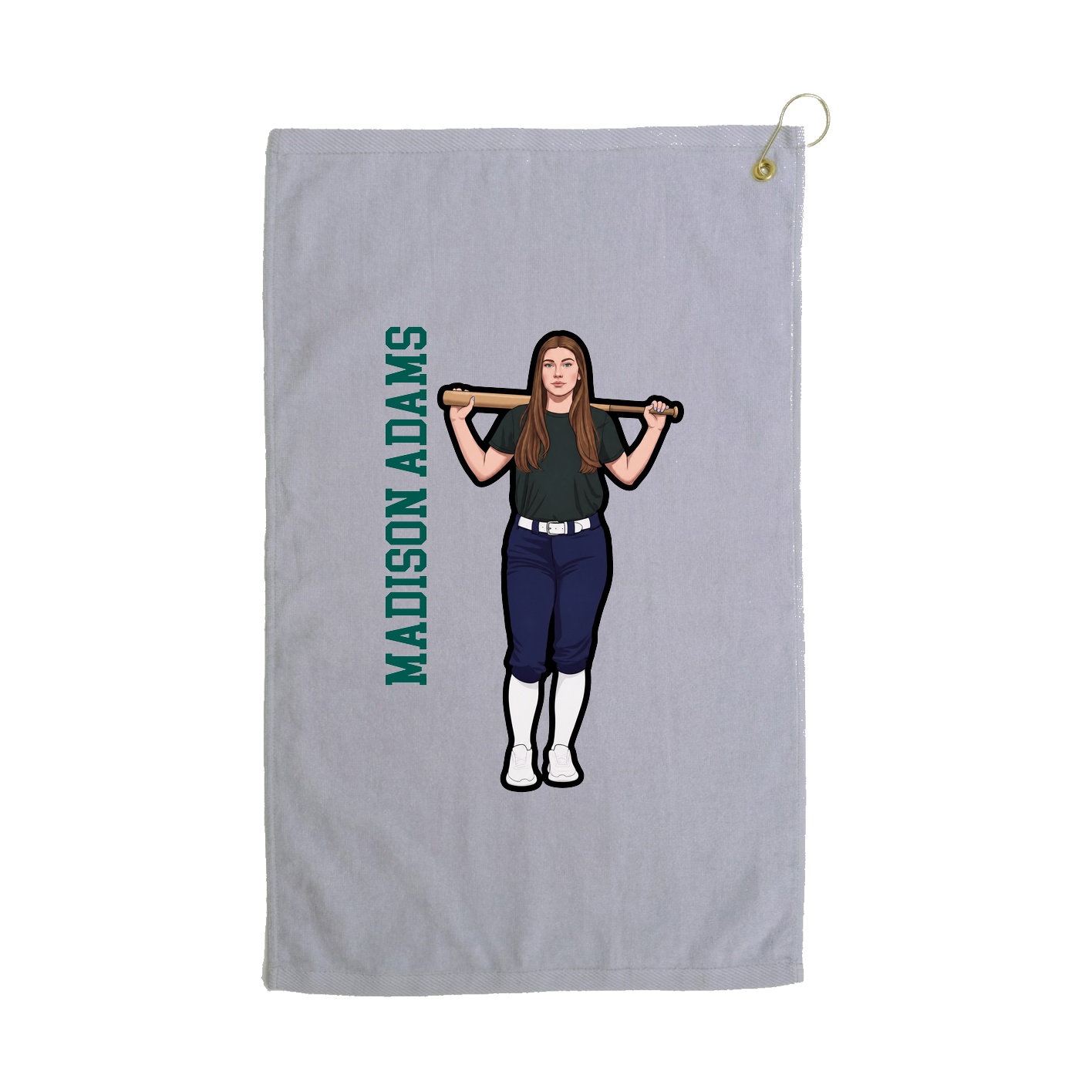 Golf Towel — Name Vertical in Grey