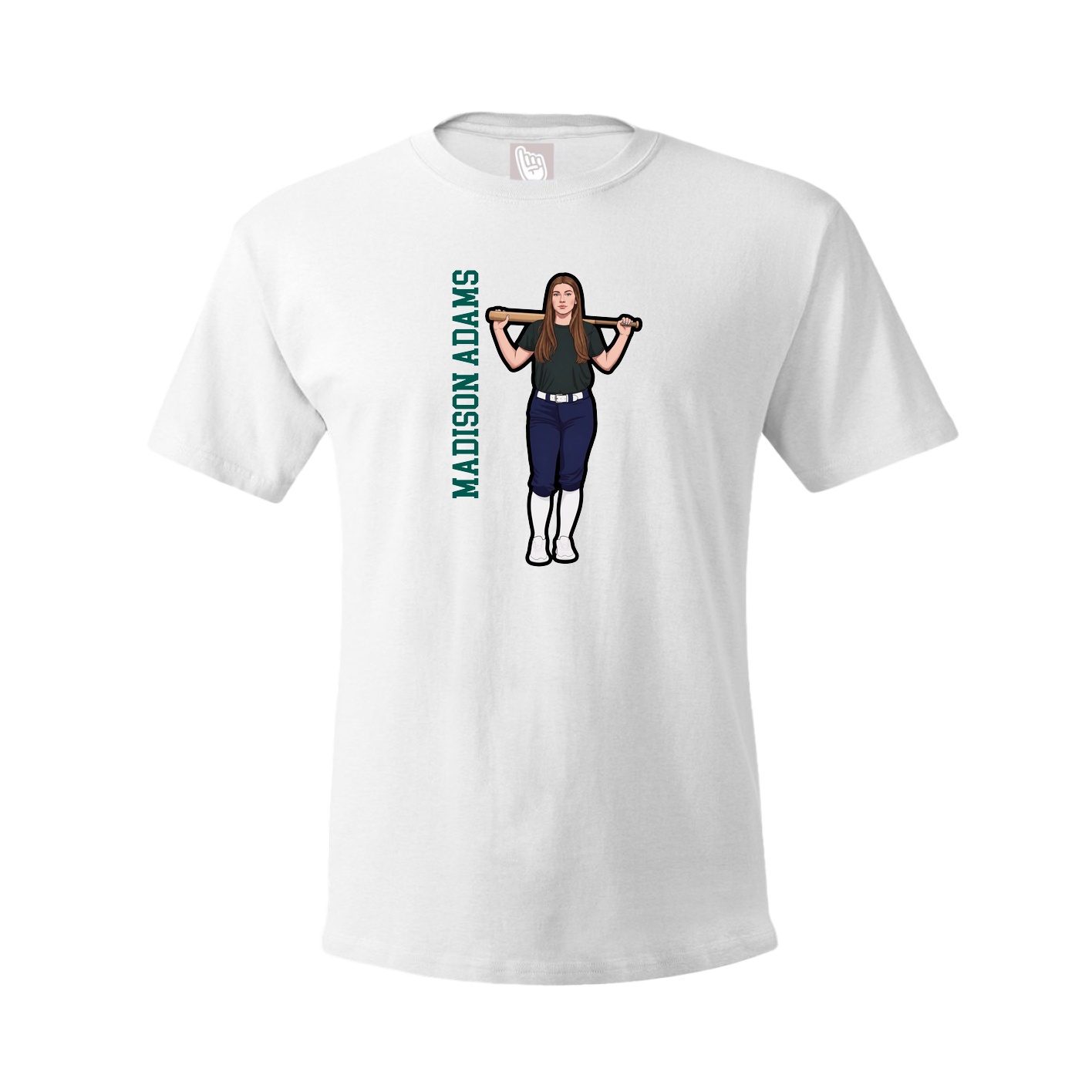Youth Tee — Name Vertical in White