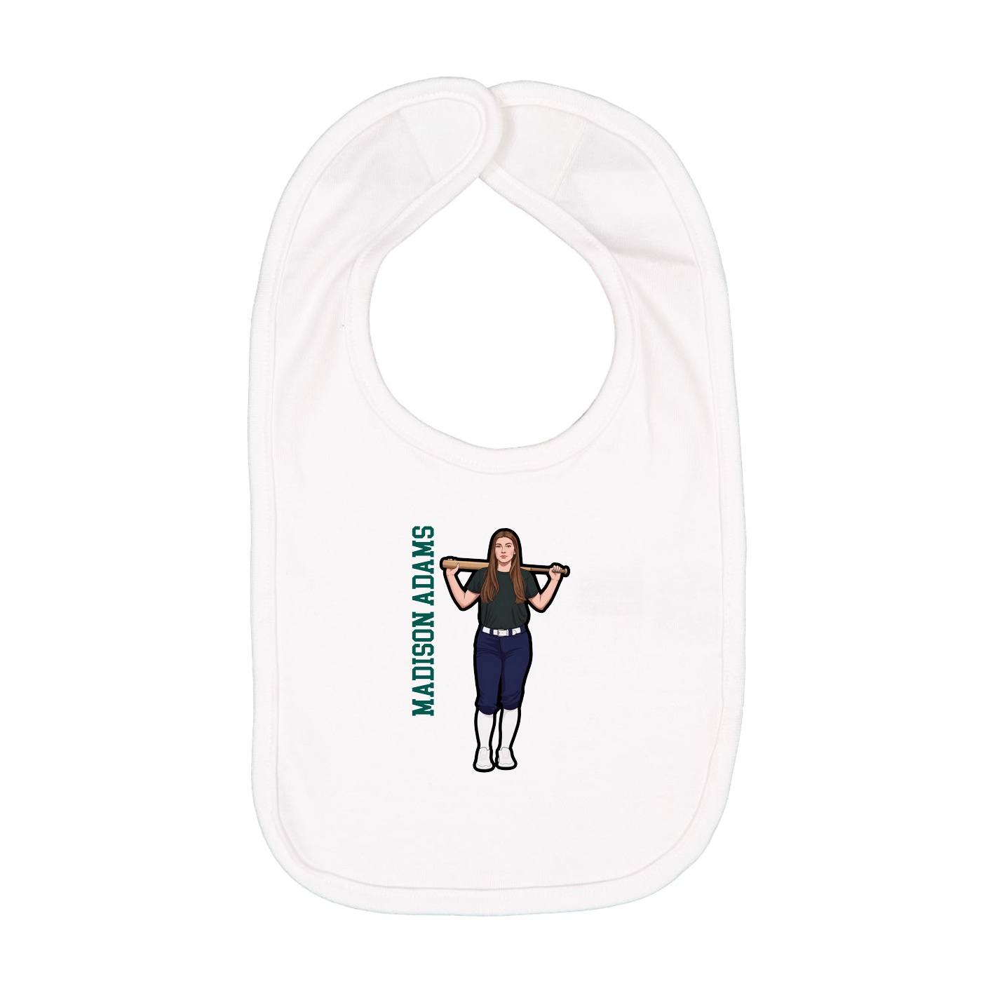 Infant Bib — Name Vertical in White