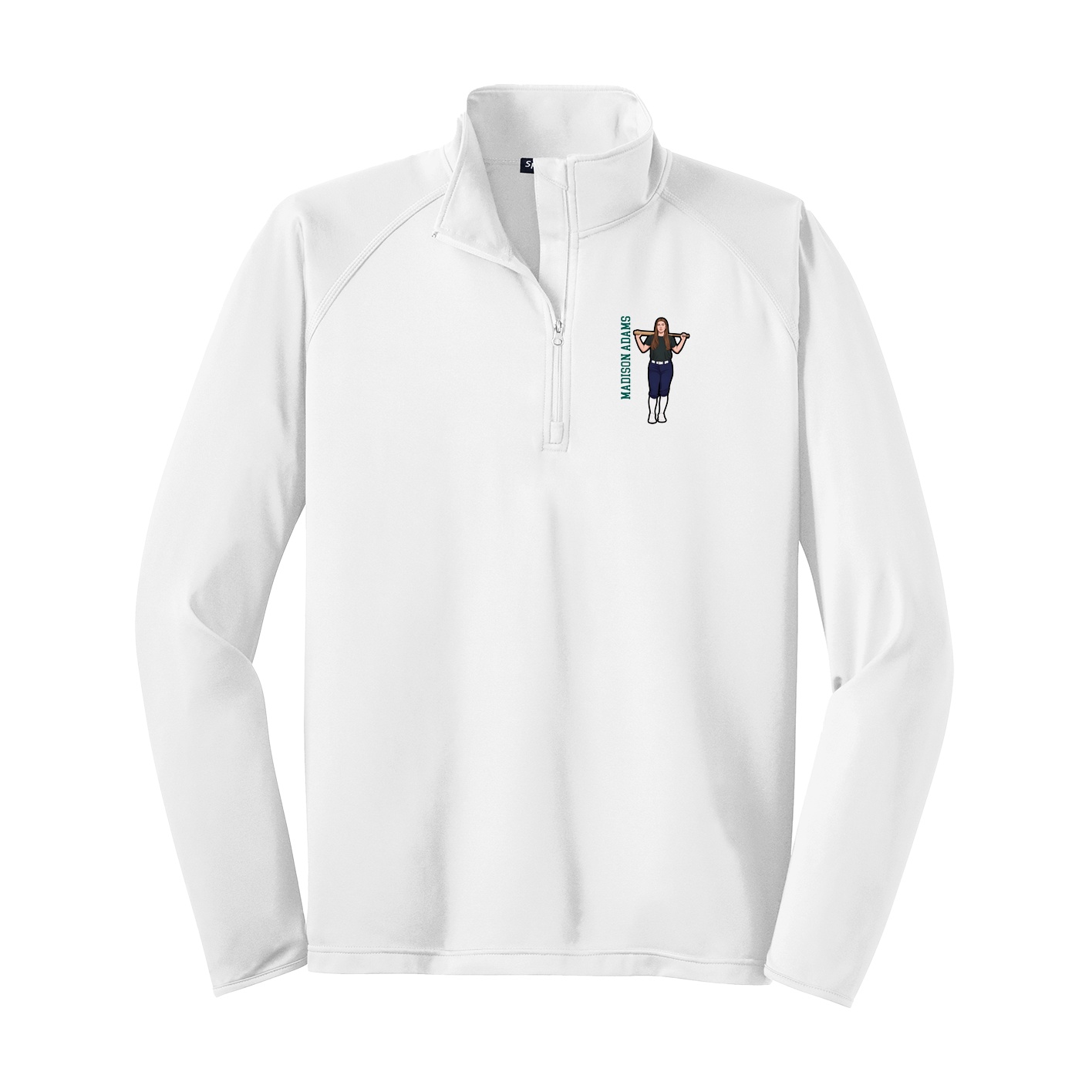 Q-Zip Pullover — Name Vertical in White
